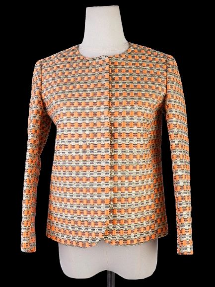 Excellent Red Valentino Geometric Jacket Orange Beige Size S