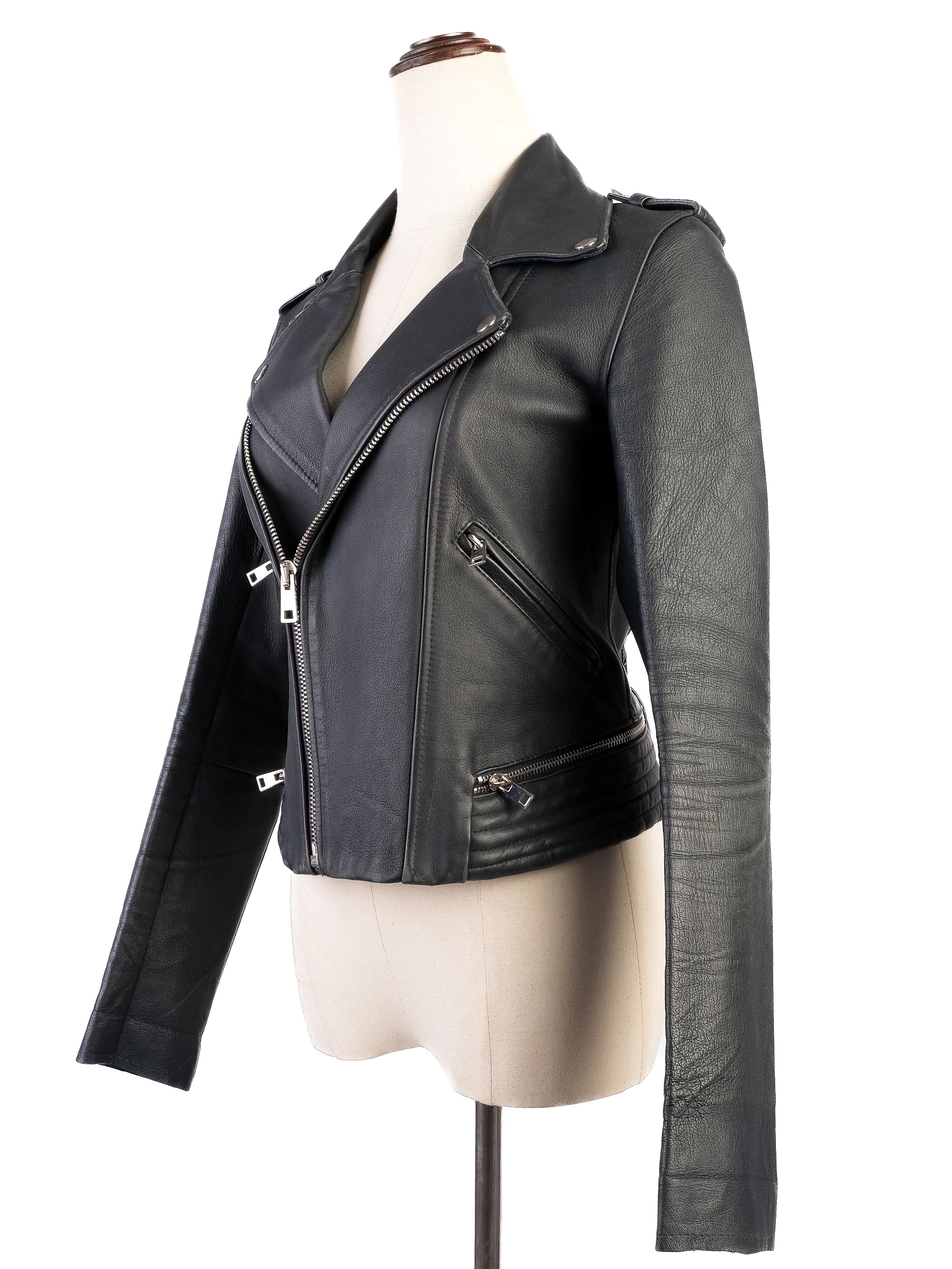 Good Maje Black Leather Biker Jacket Size M