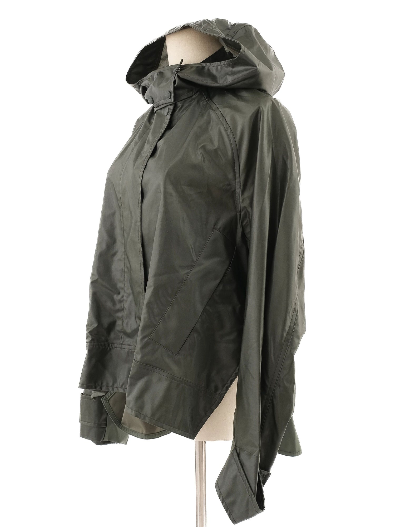 Excellent Sportmax Green Wool Hooded Jacket Size L with Pockets