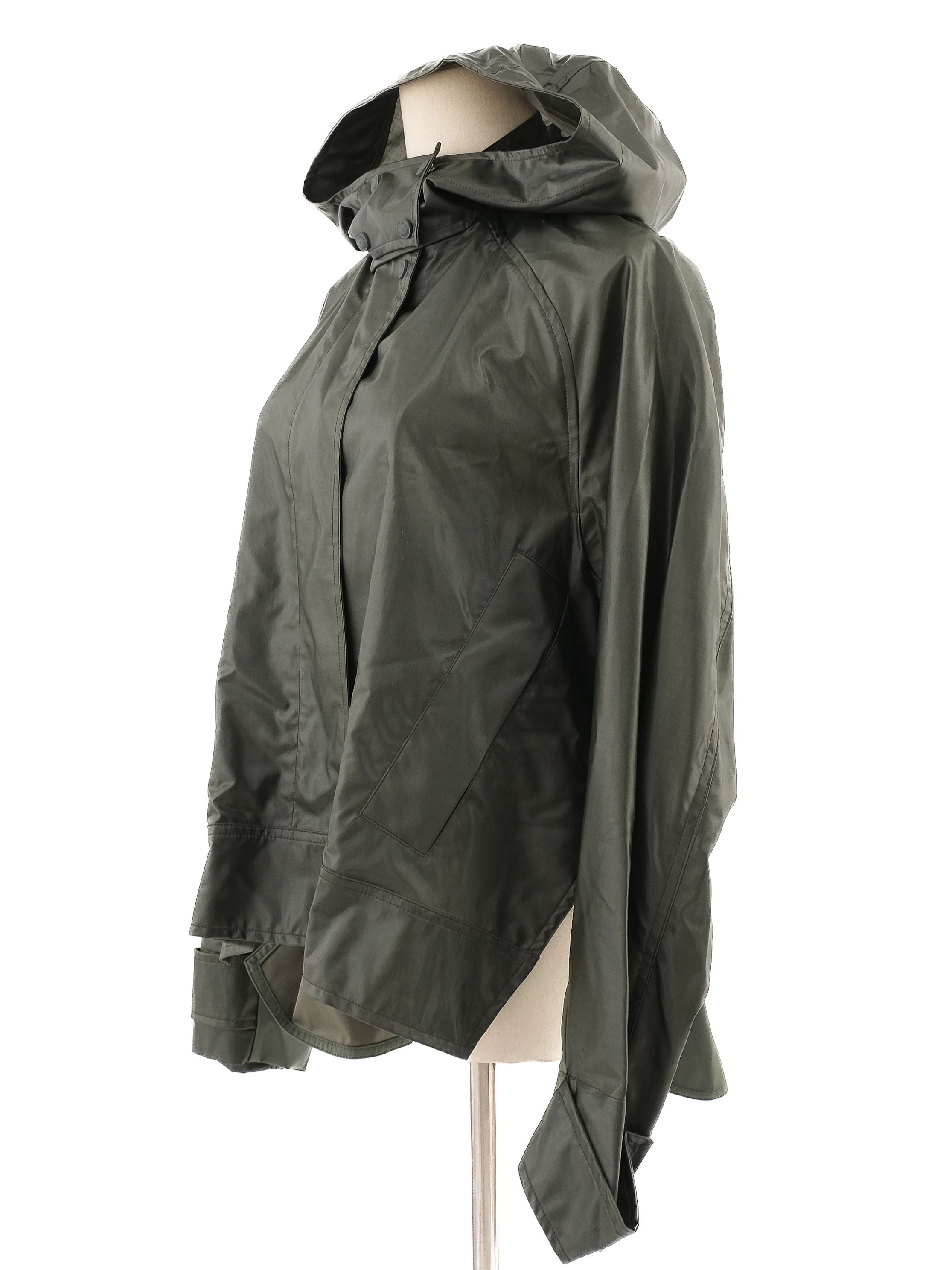 Excellent Sportmax Green Wool Hooded Jacket Size L with Pockets