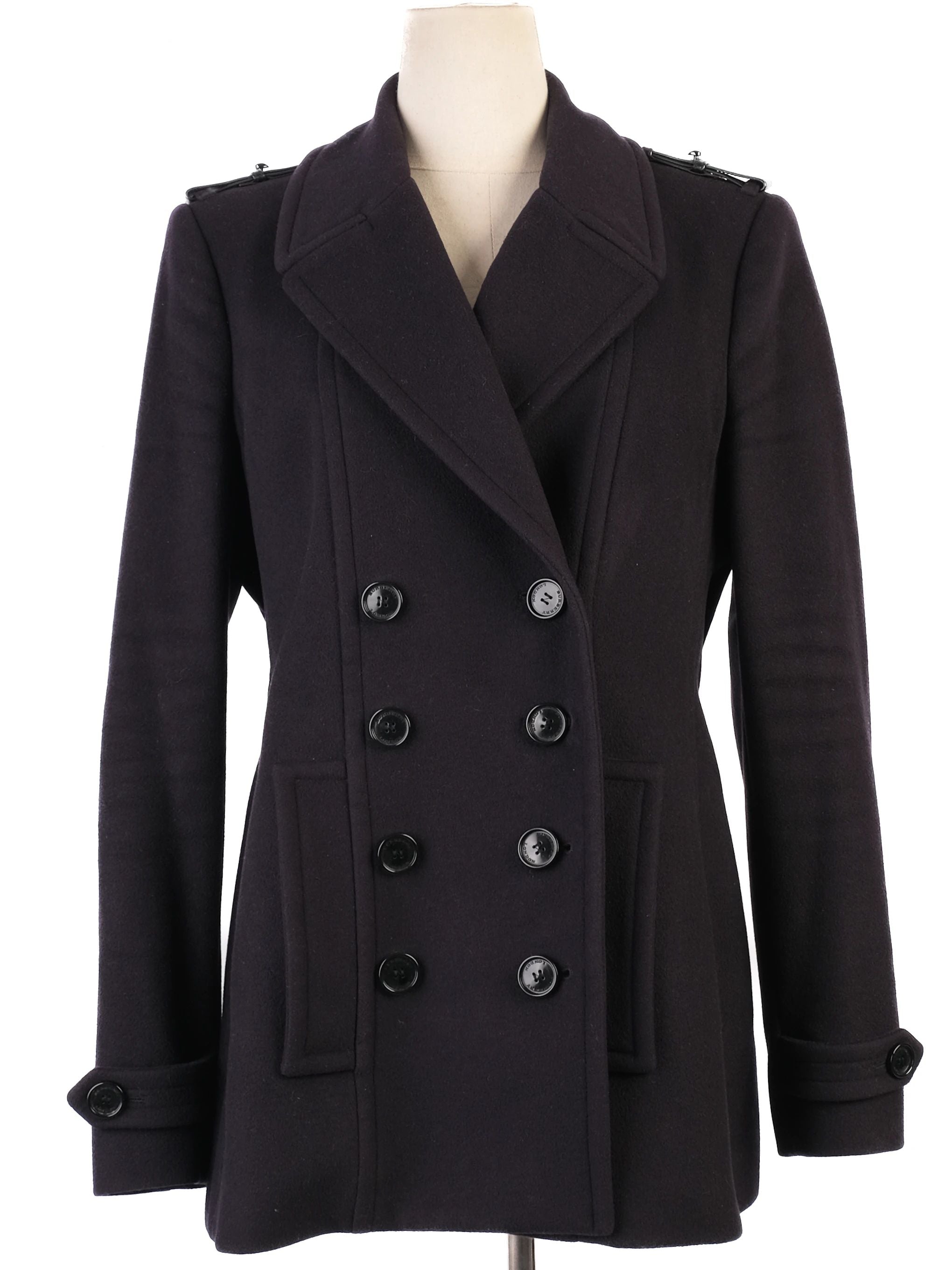Excellent Burberry Black Wool Peacoat Double-Breasted Size S