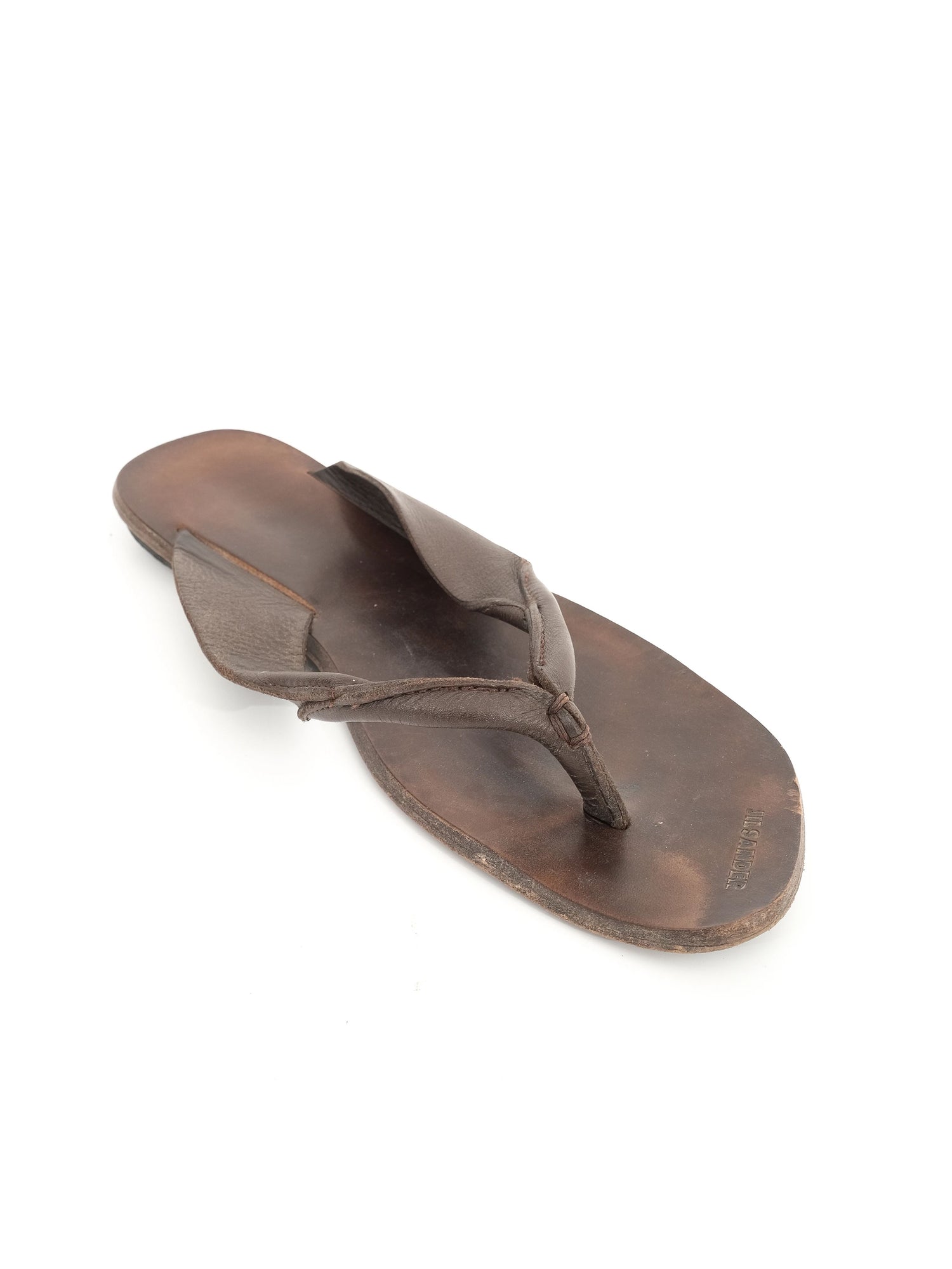 Excellent Jil Sander Orange Leather Flip-Flop Sandals Size 45
