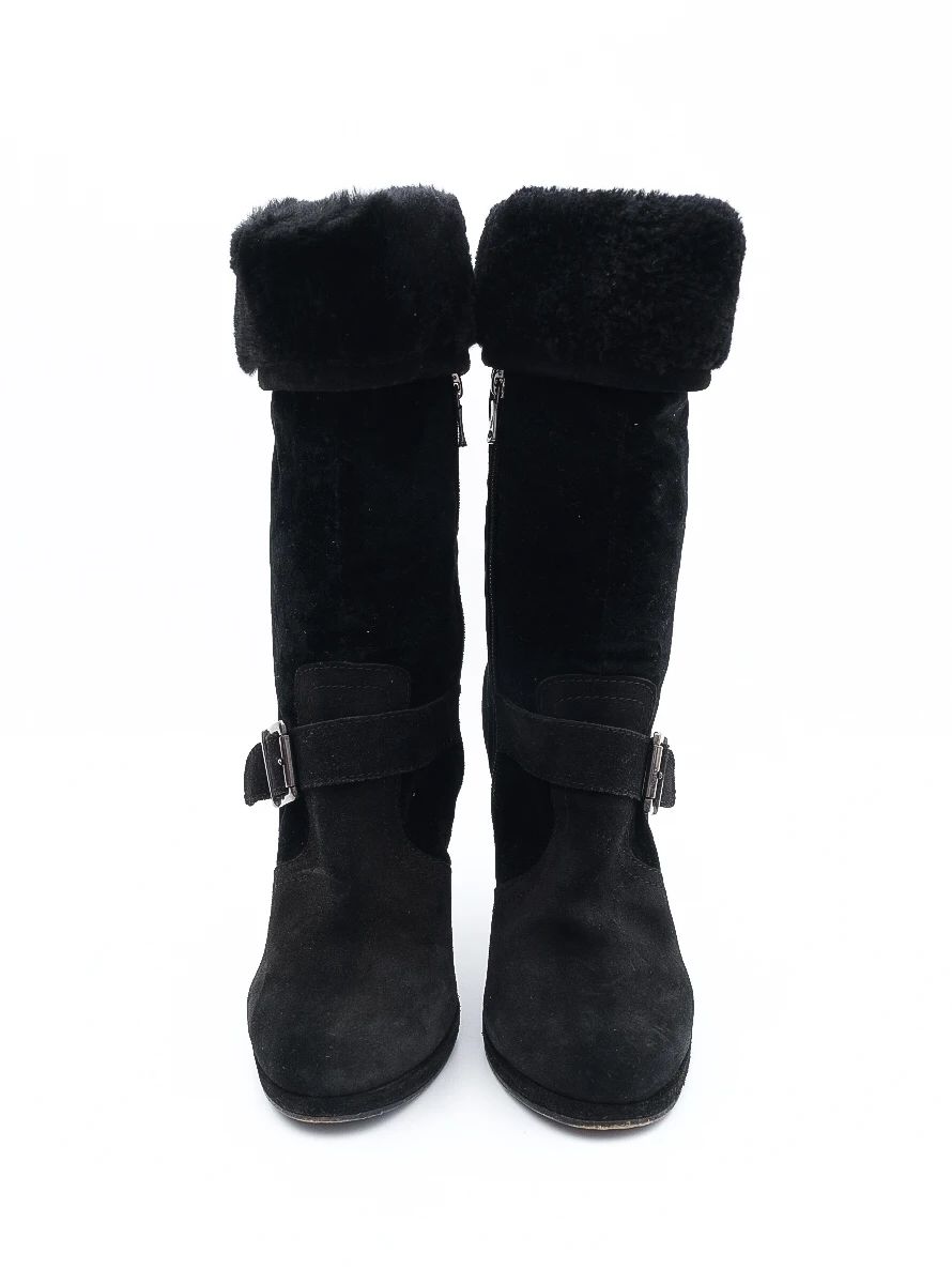 Excellent GF Ferre Black Leather High-Heeled Ankle Boots Size 38.5