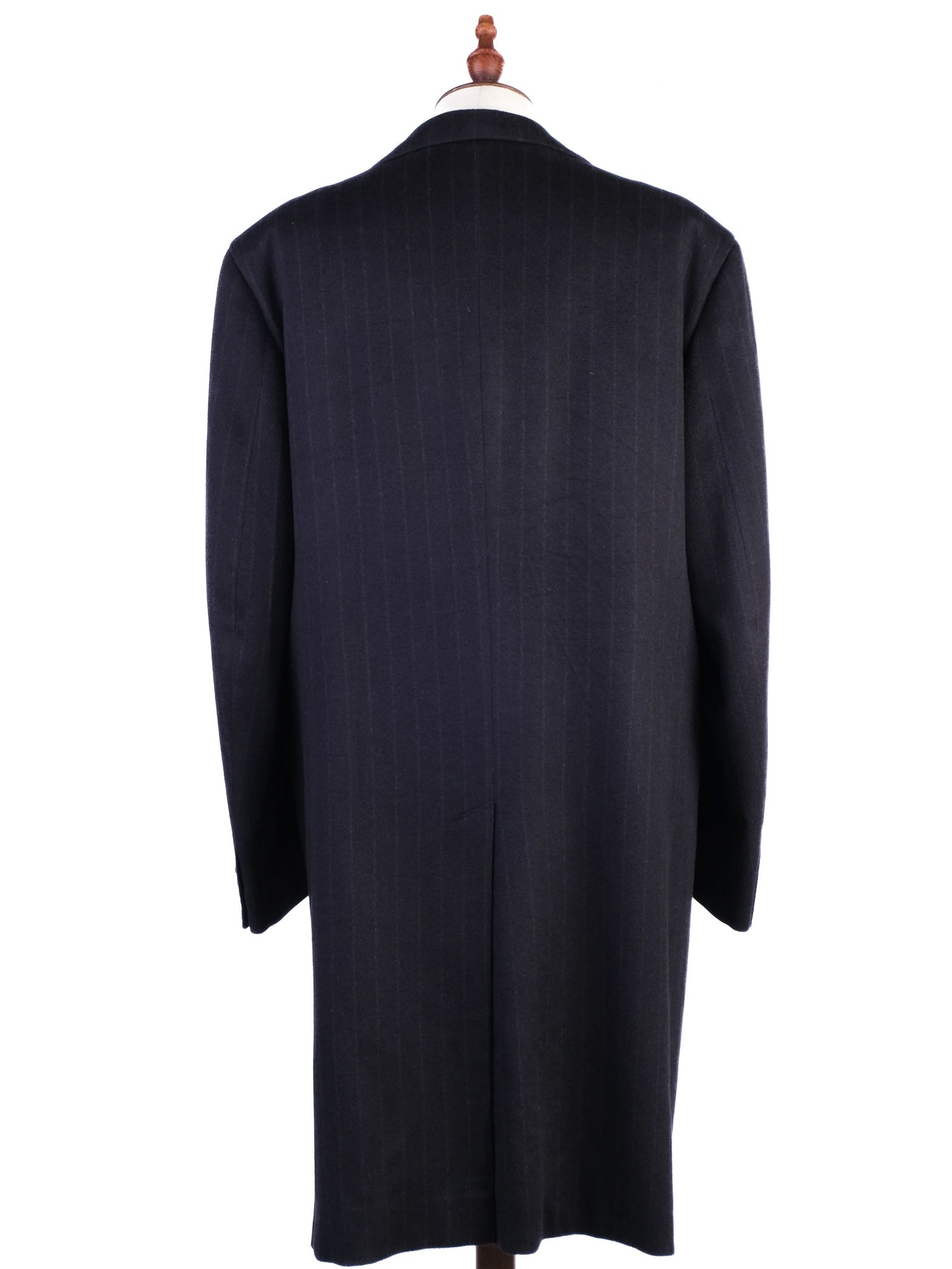 Excellent BRIONI Black Cashmere Pinstripe Overcoat for Men