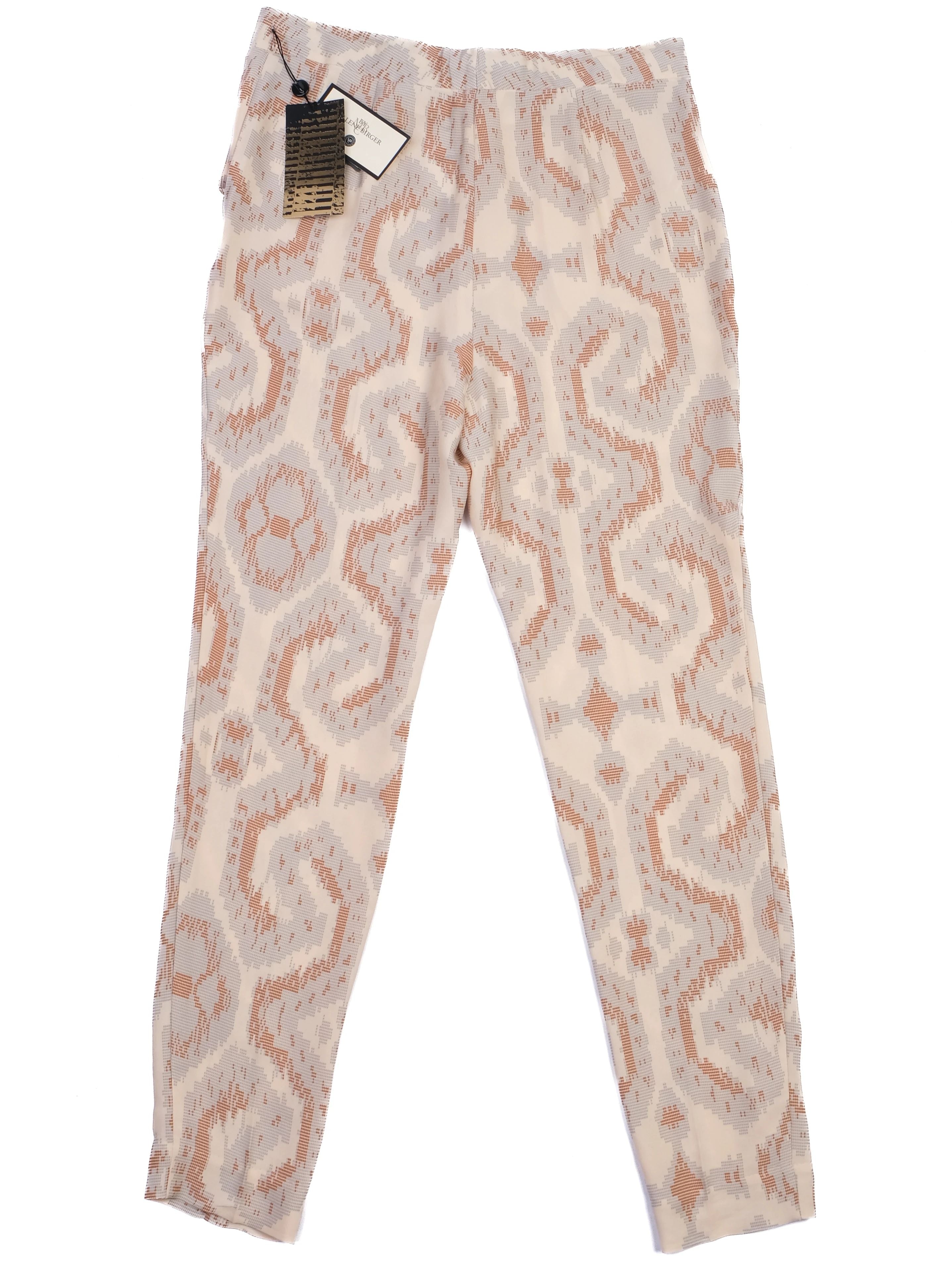 NEW By Malene Birger White Patterned Pants Size S Viscose