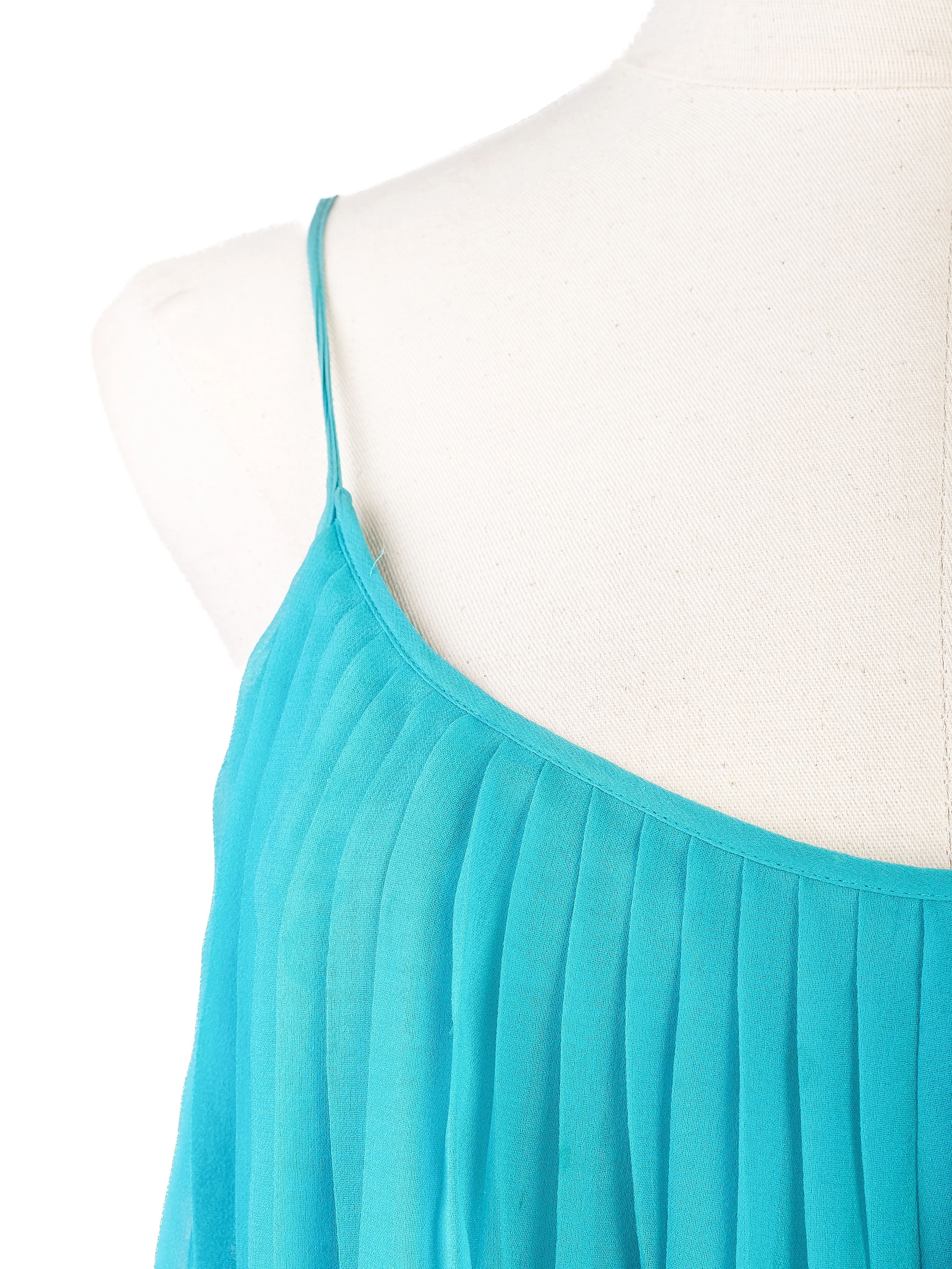 Halston Excellent Condition Blue Cotton Maxi Dress Women Size M