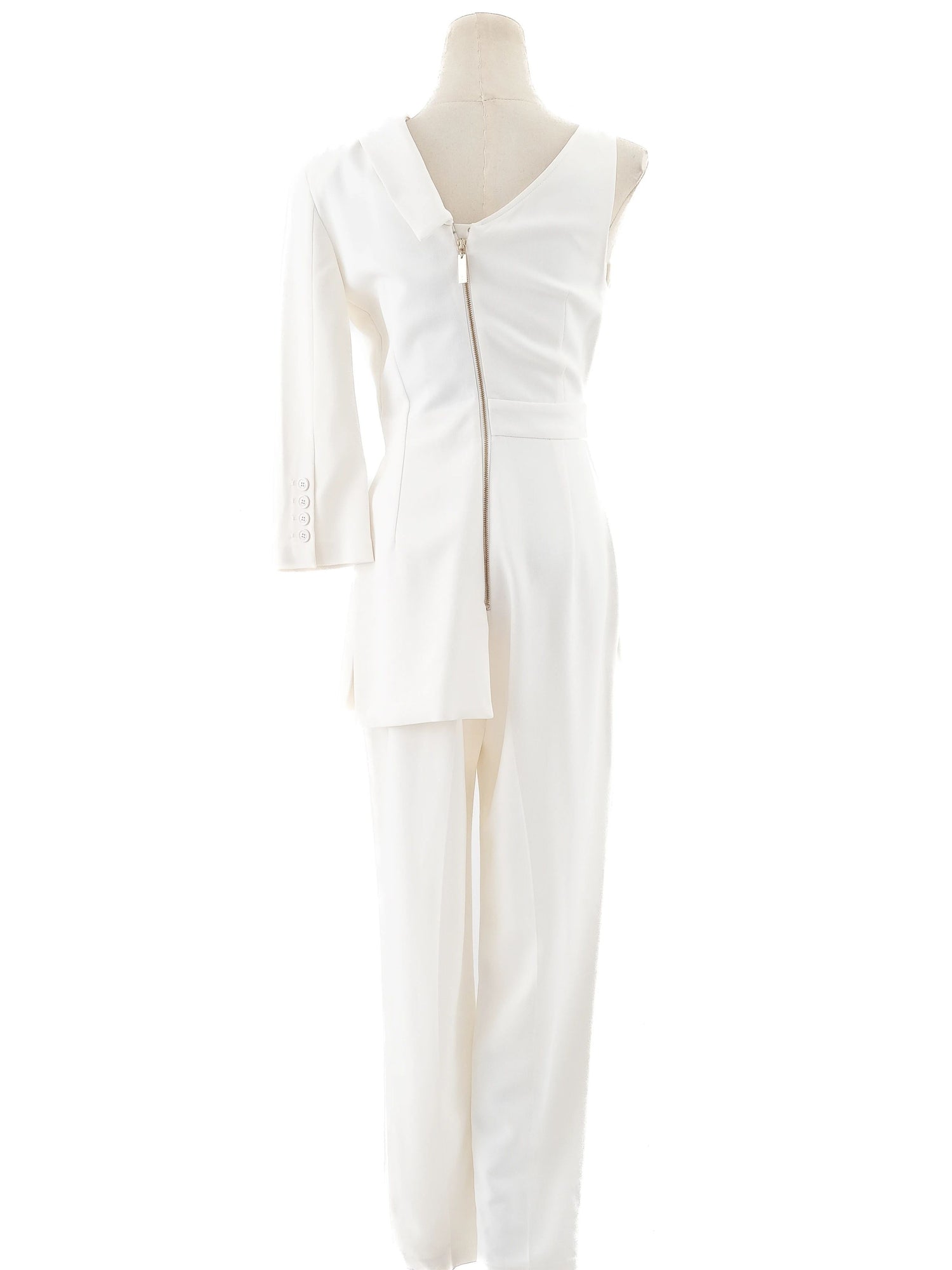 NEW Elisabetta Franchi White Asymmetrical Jumpsuit Size L