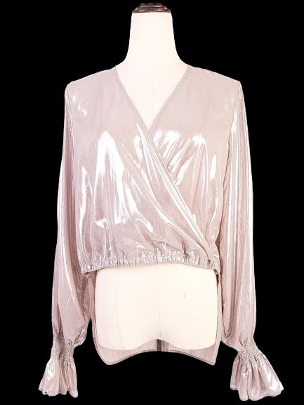 NEW Pinko Gray Long-Sleeved Polyester Top Size M Made in Italy