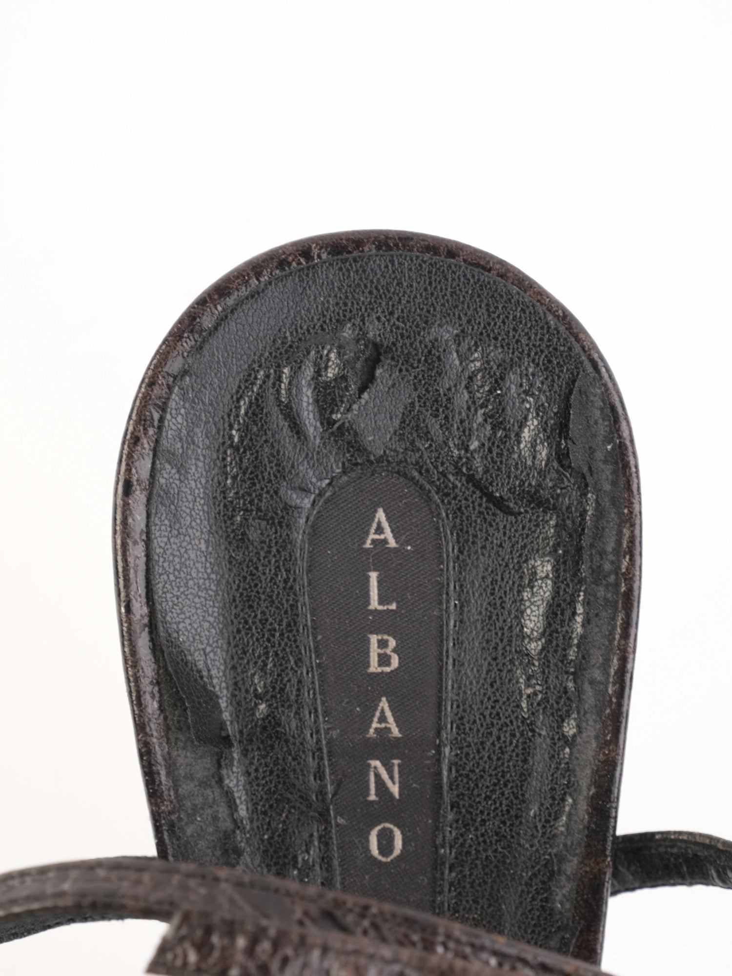Good Albano Black Leather High-Heeled Sandals Size 38