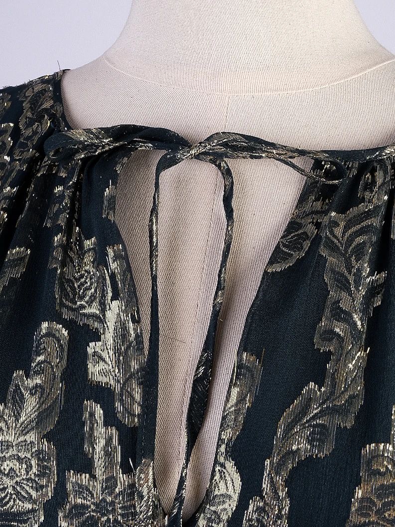 Cynthia Rowley Black Dress Size M Gold Floral Pattern Excellent Condition