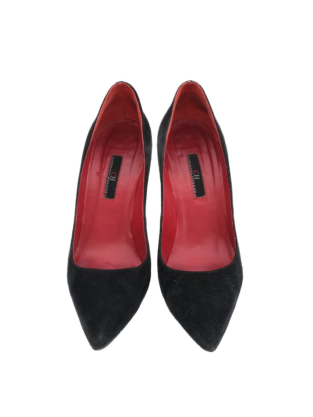 Good Carolina Herrera Black Genuine Suede High-Heeled Shoes Size 37