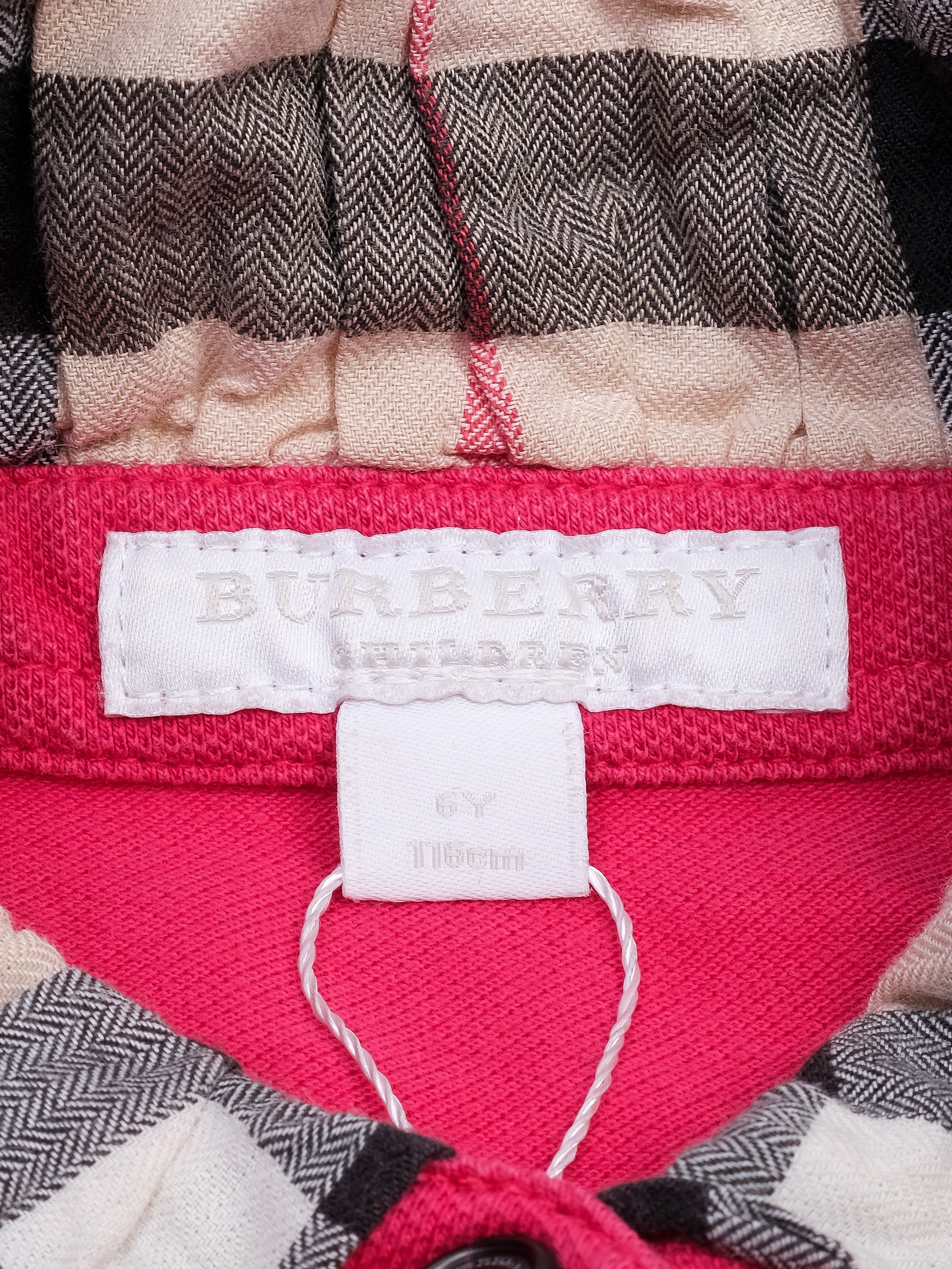 EXCELLENT Burberry Kids Pink Short-Sleeve Top Size 6 Checked Collar