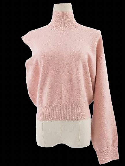 Perfect Fendi Pink Wool Asymmetric Sweater with Turtleneck