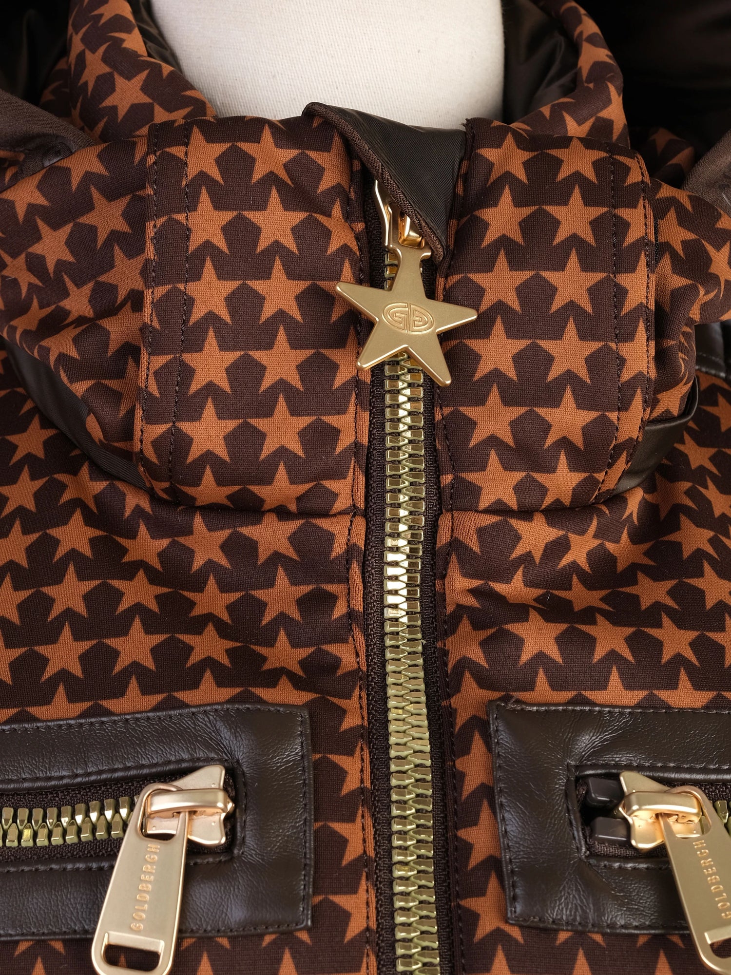 Perfect Goldbergh Brown Padded Jacket with Star Pattern Size M