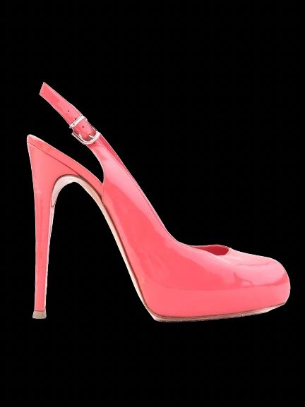 Excellent Gianvito Rossi Pink Leather Slingback Heels Size 40
