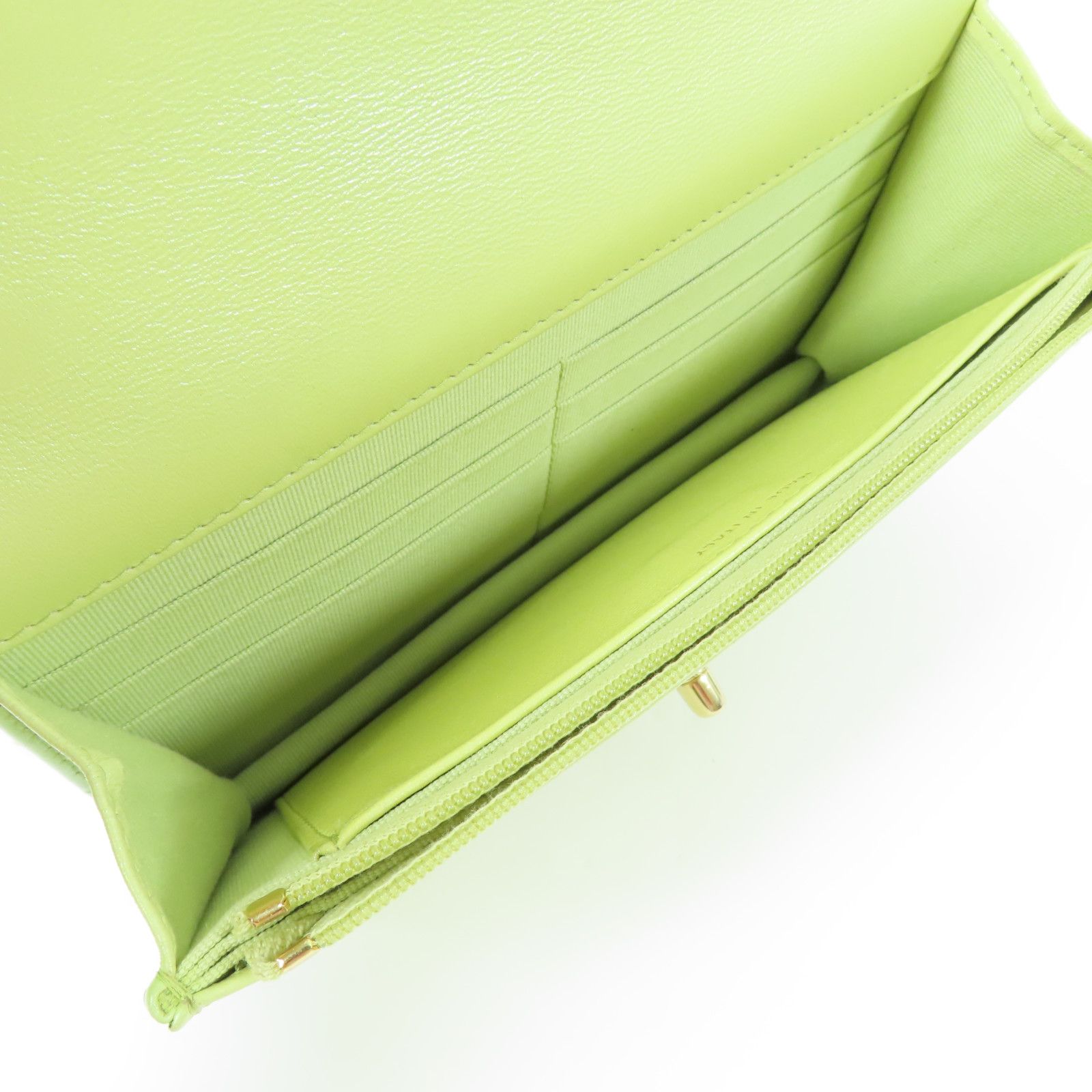 Chanel Green Cowhide Leather Woc Wallet On Chain Golden Cross Shoulder Back Bag Calfskin (cowhide) Ap 31