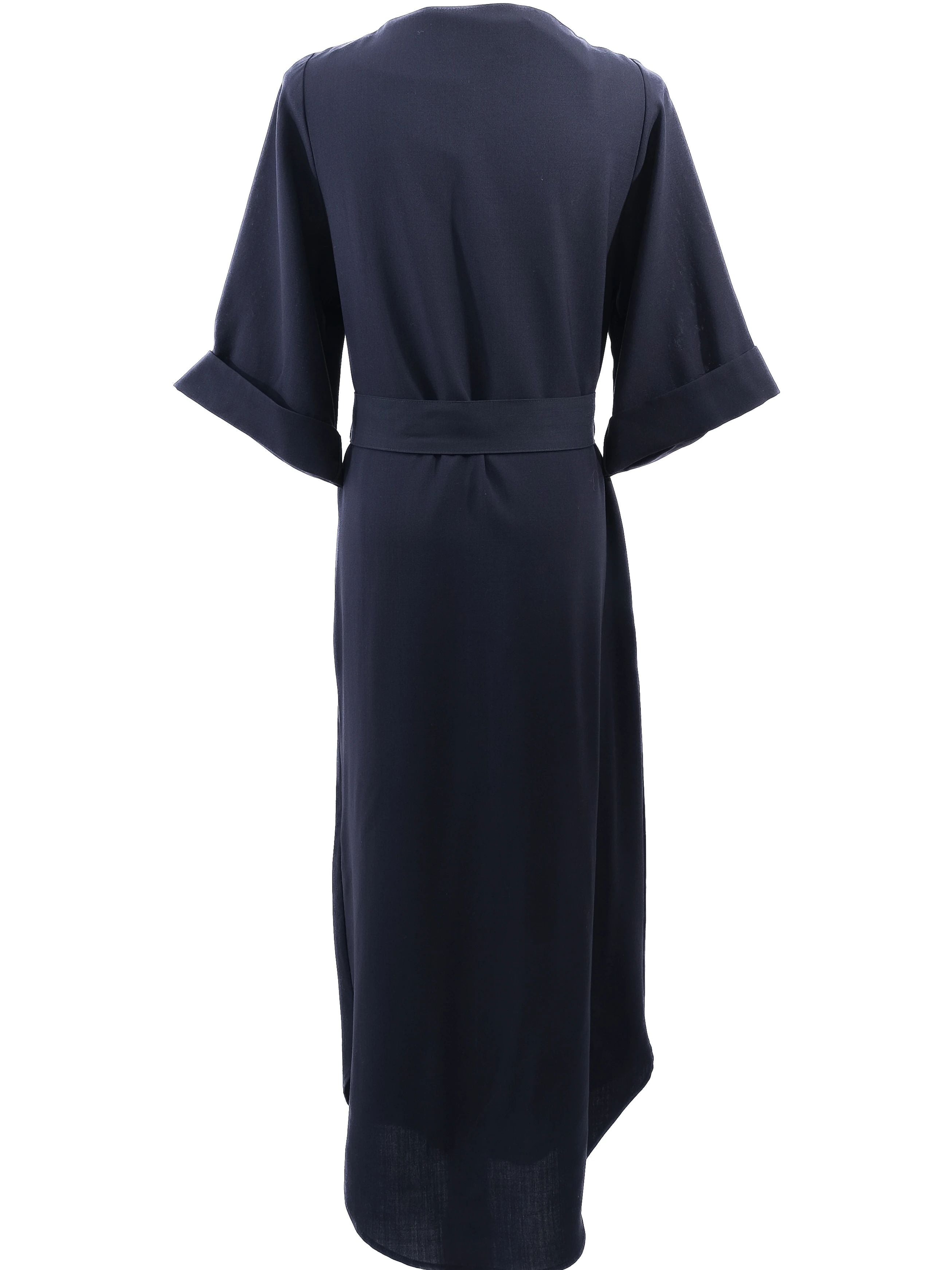 Excellent Cos Blue Wool Full-Length Dress with Belt Size XS