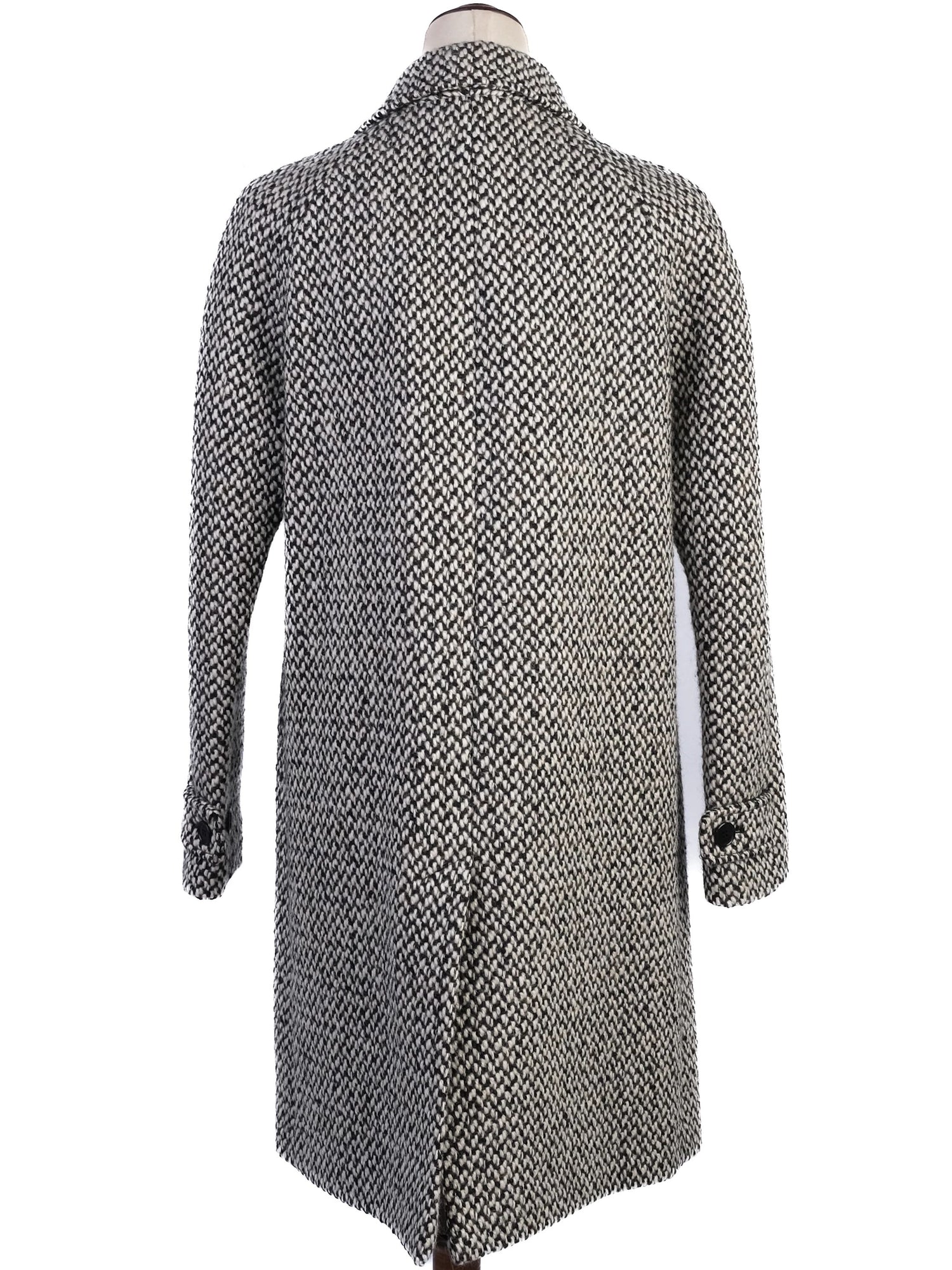 Excellent Saint Laurent Gray Wool Coat XS with Textured Pattern