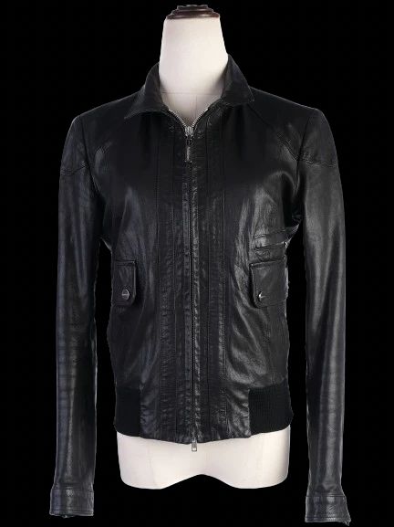 Excellent Baldinini Black Leather Jacket Size S for Women