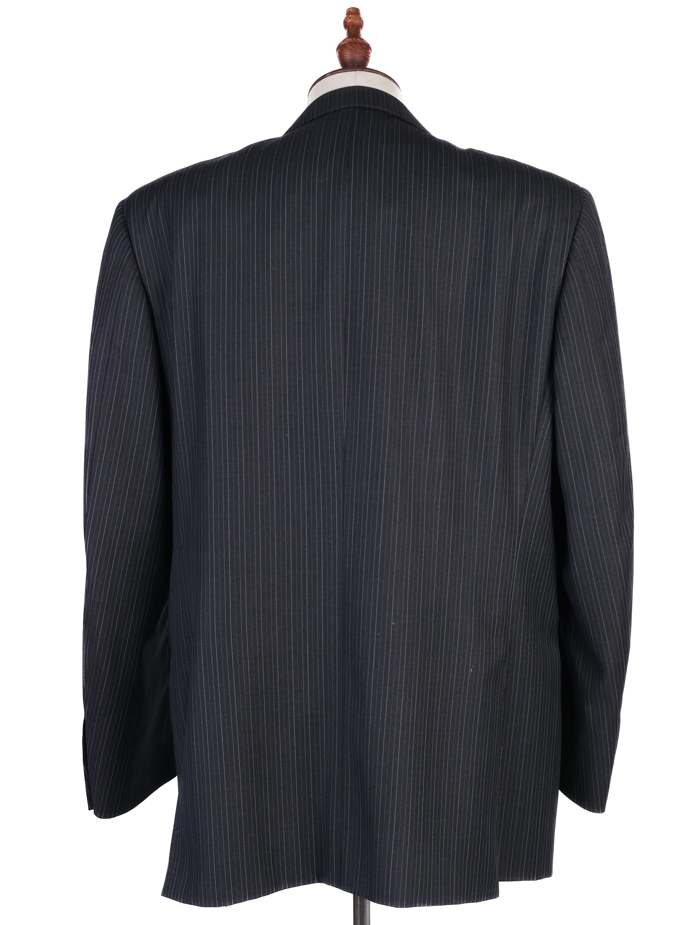 Excellent Canali Black Wool Suit Jacket Men Size XXL Pinstripe
