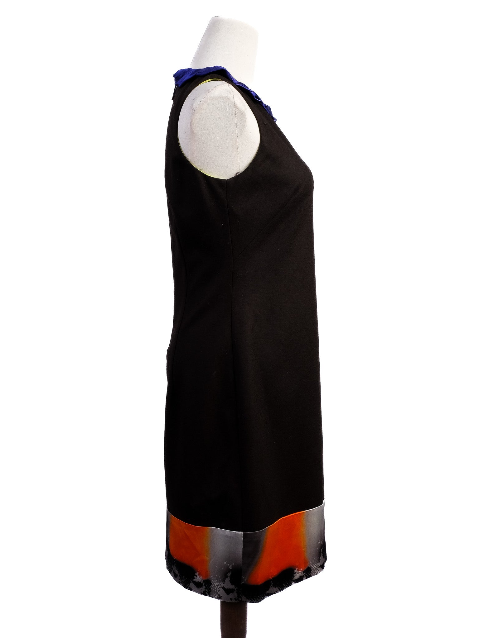 Elie Tahari WomenÕs Sleeveless Dress M Wool Black Blue Multicolor Hem