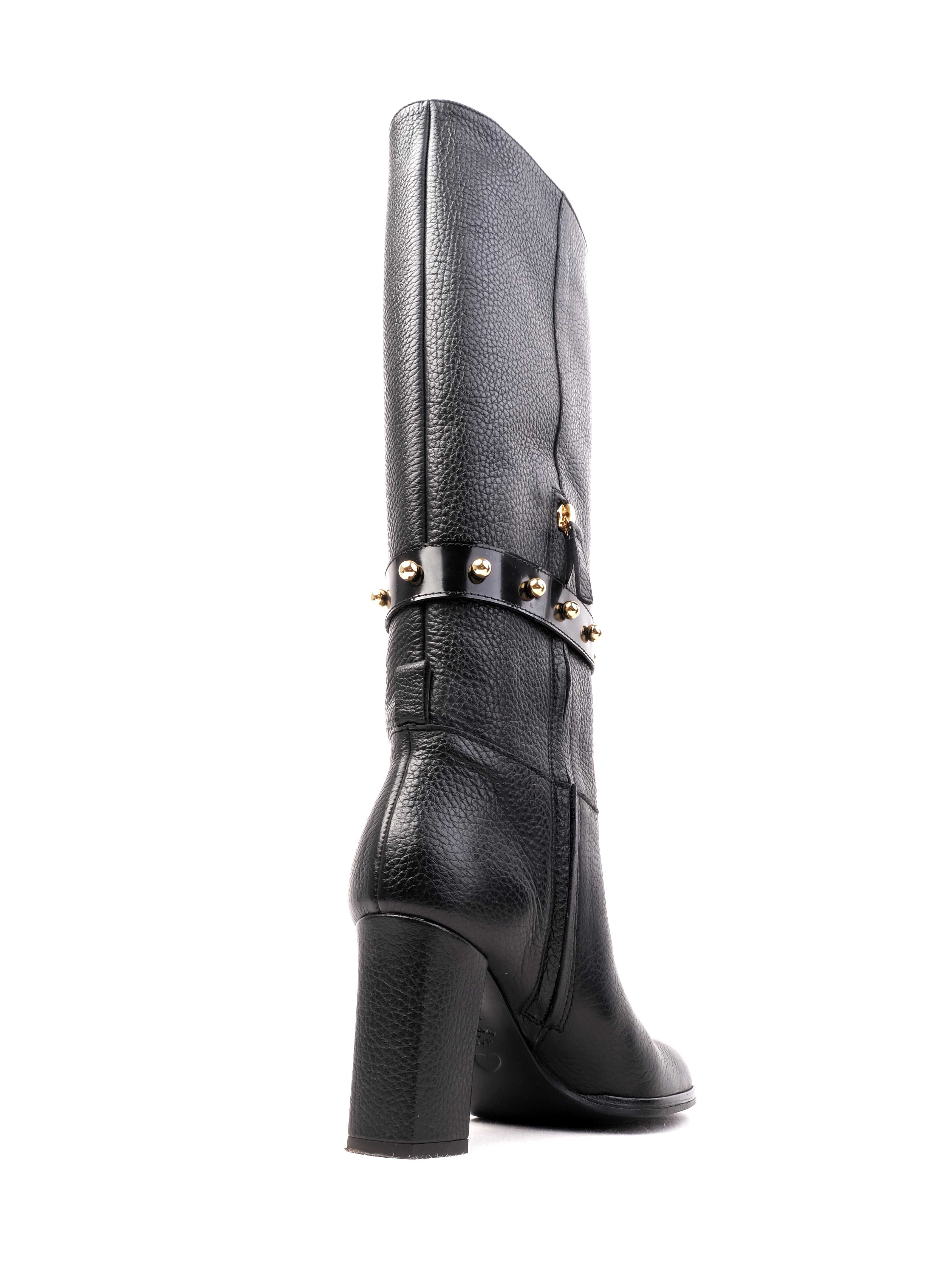 Excellent Moschino Black Leather Knee-High Boots Size 36