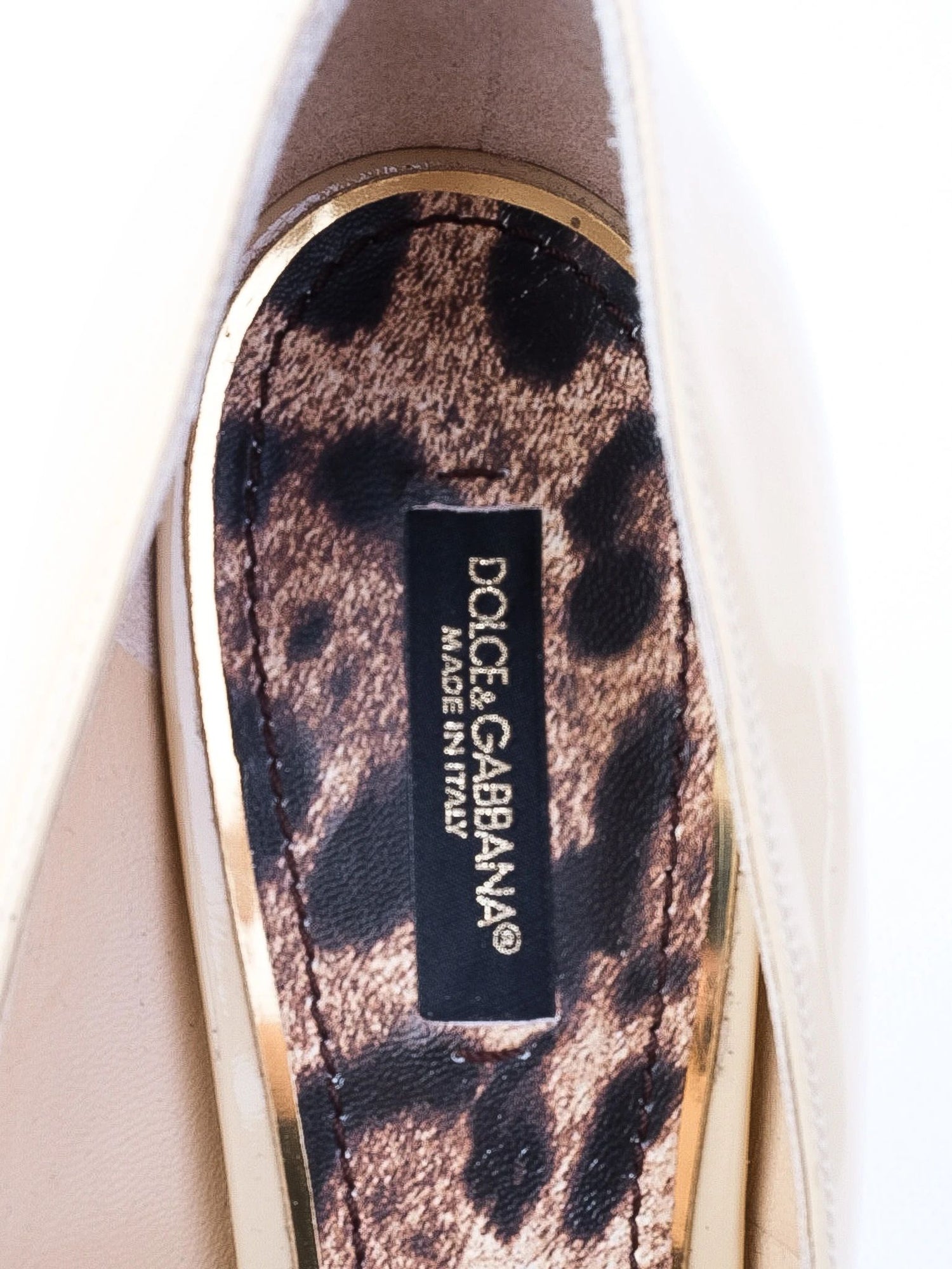 Excellent Dolce Gabbana White Leather High-Heeled Shoes Size 38.5