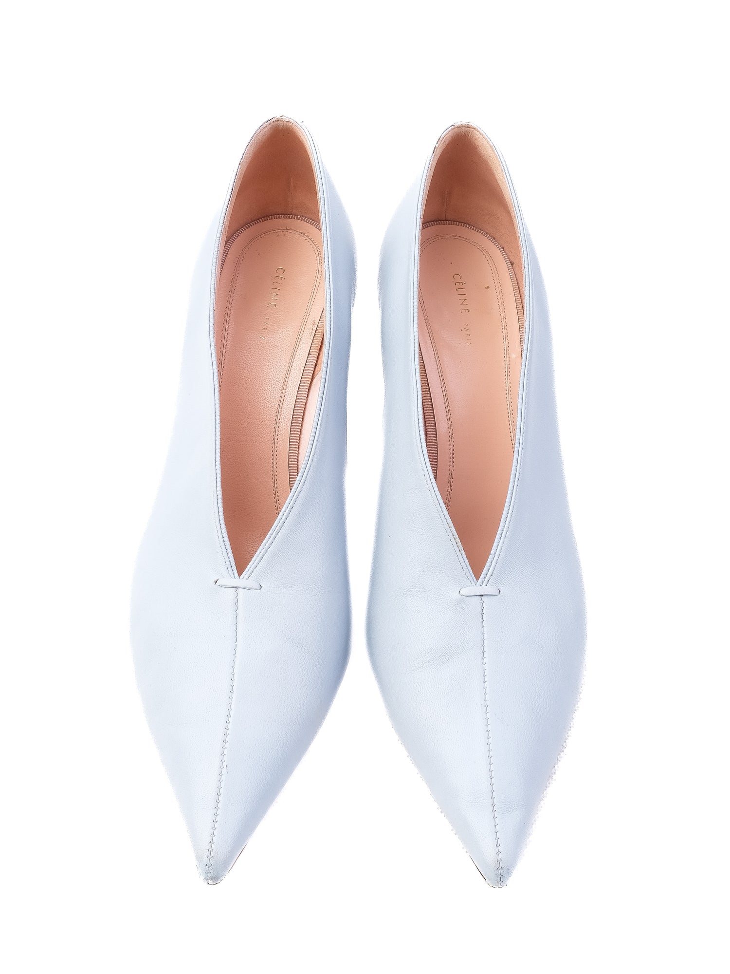 Good Condition Celine Blue Leather High-Heeled Shoes Women Size N/A