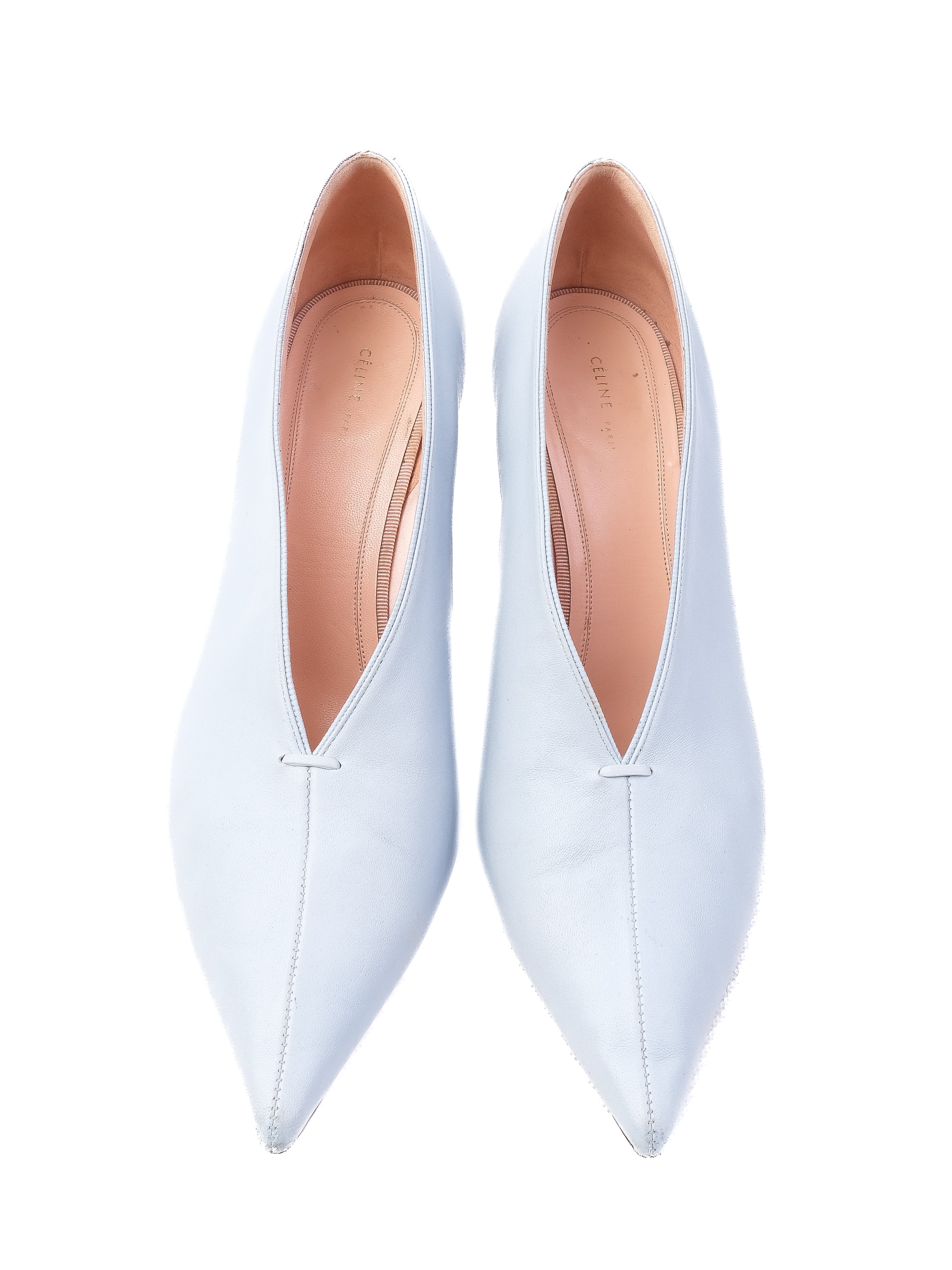 Good Condition Celine Blue Leather High-Heeled Shoes Women Size N/A