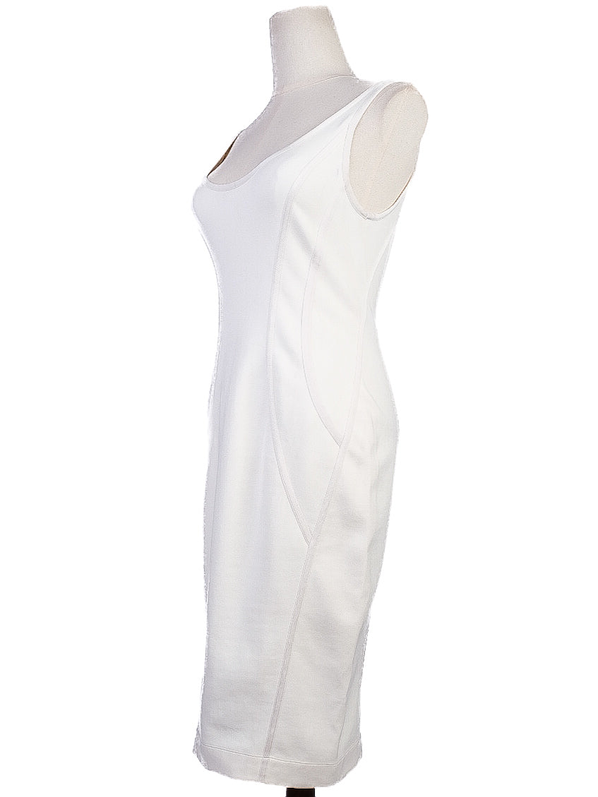Good Donna Karan White Sleeveless Form-Fitting Viscose Dress