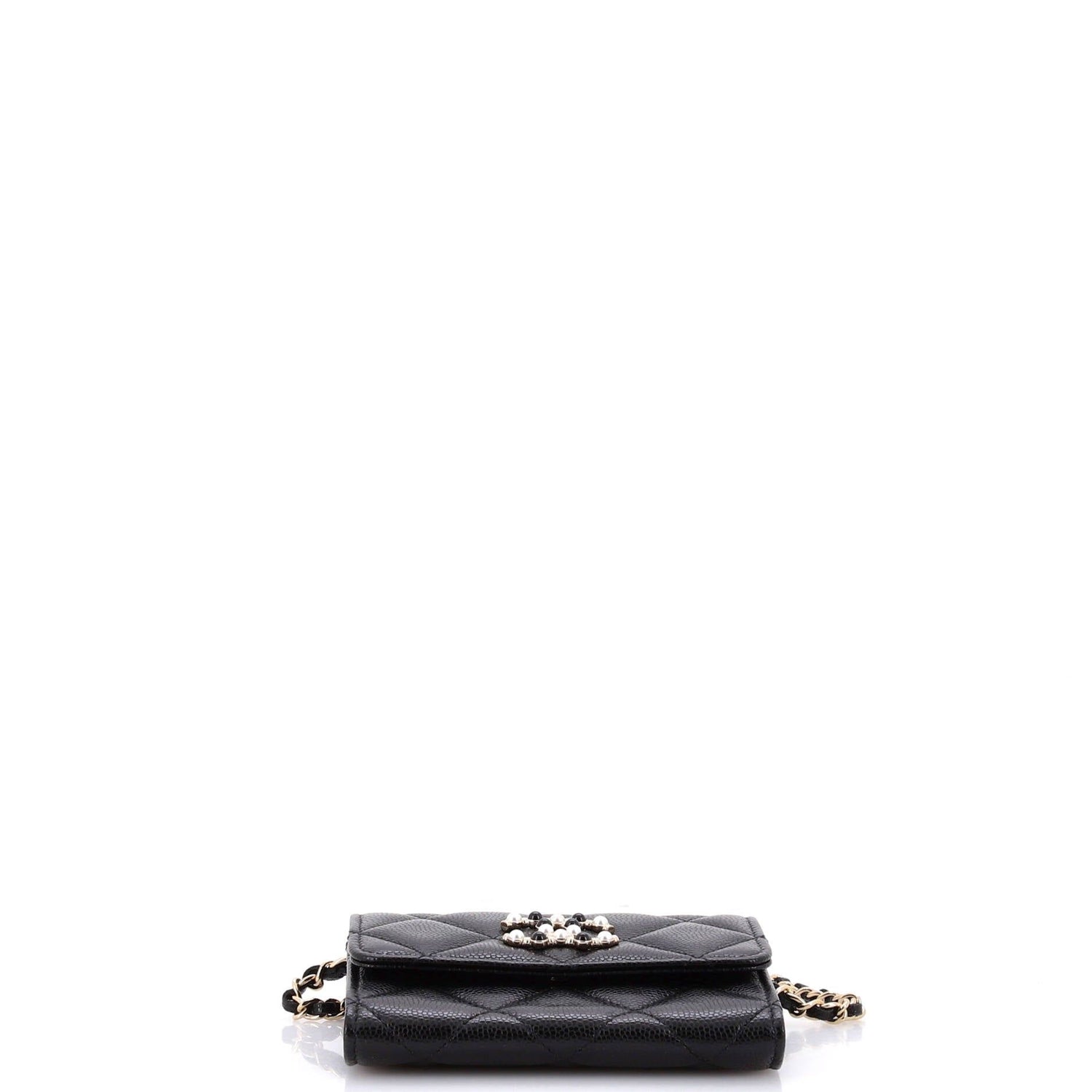 Chanel Coco Candy Card Holder On Chain Quilted Caviar