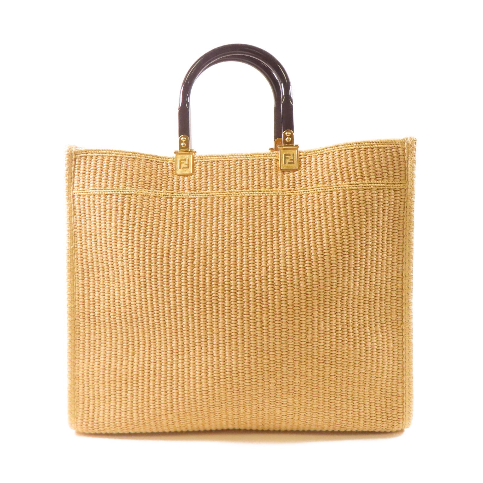 Fendi Woven Straw Sunshine Medium Tote Hand-sewn Shoulder Bag Light Brown 2way Shoulder Bag Beige Other Woven St