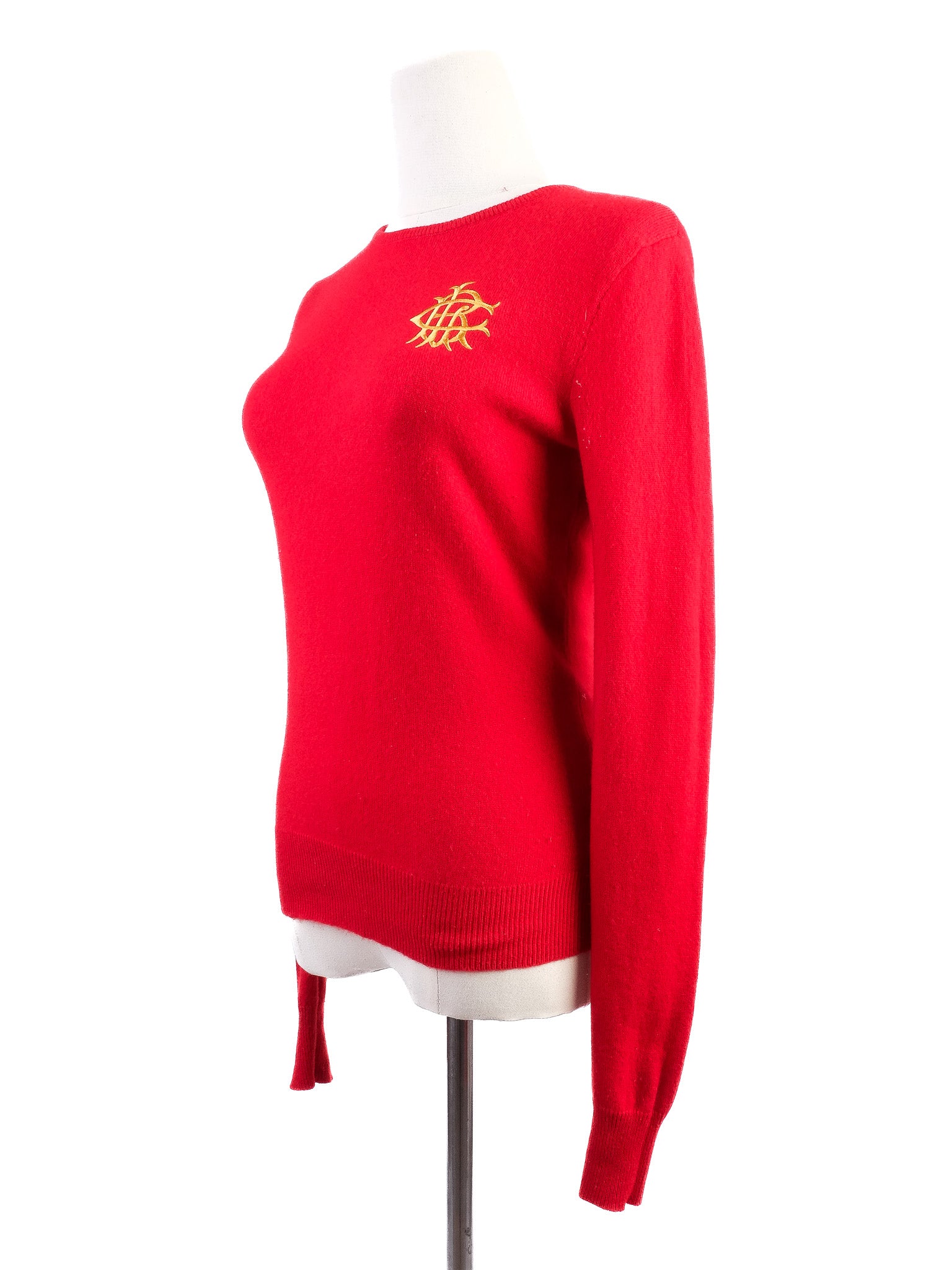 Excellent Ralph Lauren Red Cashmere Sweater Size S with Embroidery