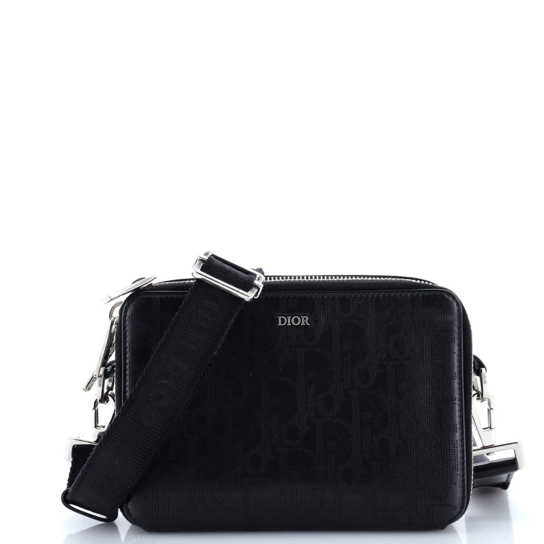 Christian Dior Double Zip Crossbody Pouch Oblique Galaxy Leather