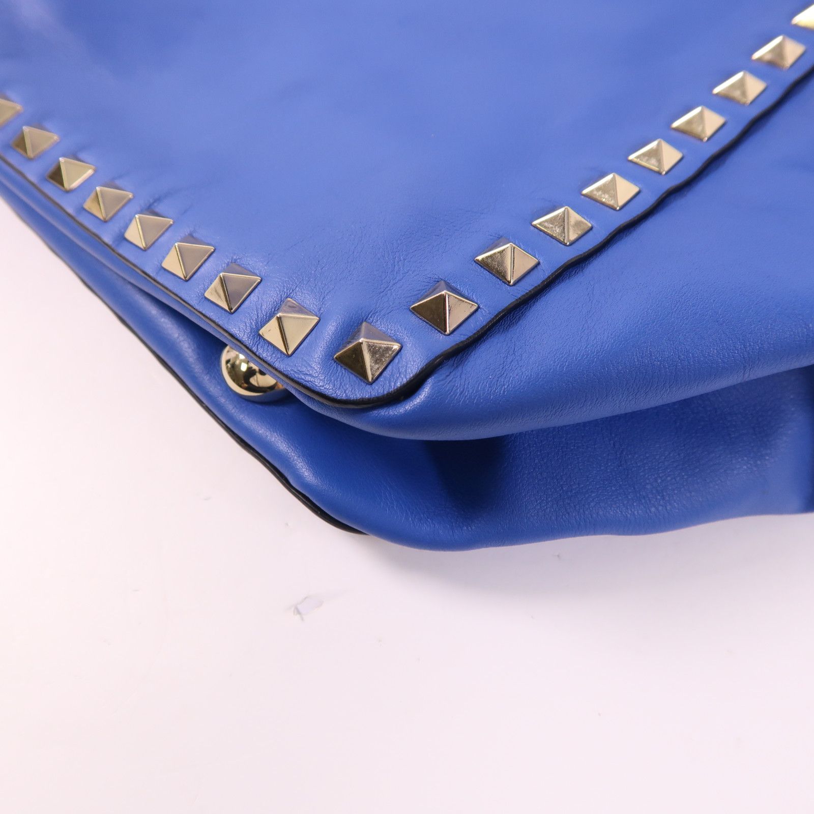 Valentino Cowhide Leather 2Way Shoulder Bag Golden Hand-handed Shoulder And Back Bag 2way Shoulder Bag Blue Calfs