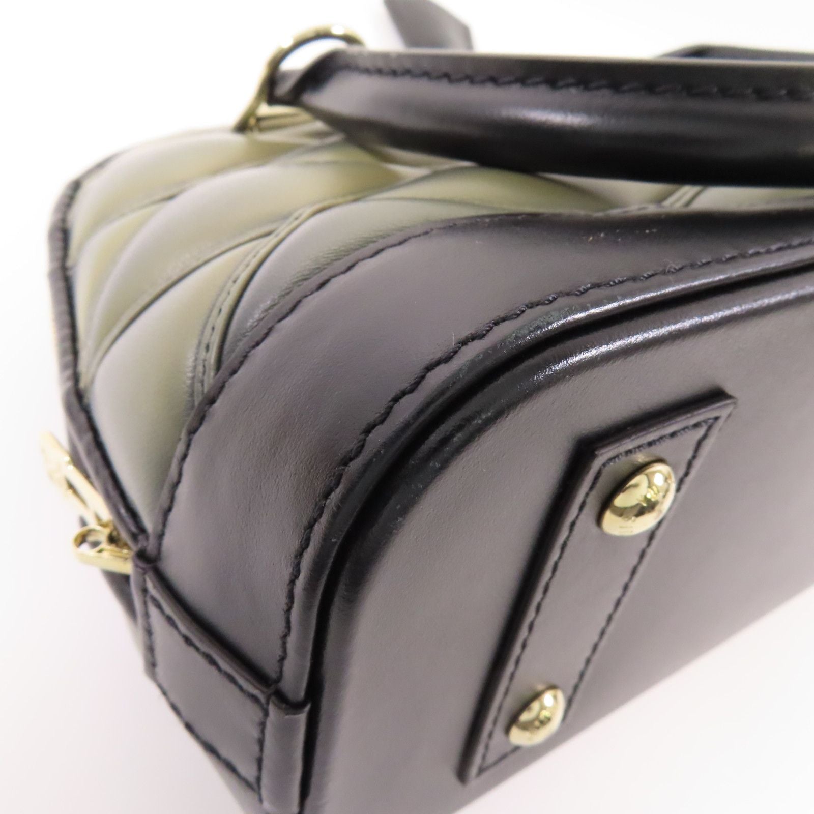 Louis Vuitton Cowhide Leather Alma Bb Handmade Bag Gray Black Handbag M 23576