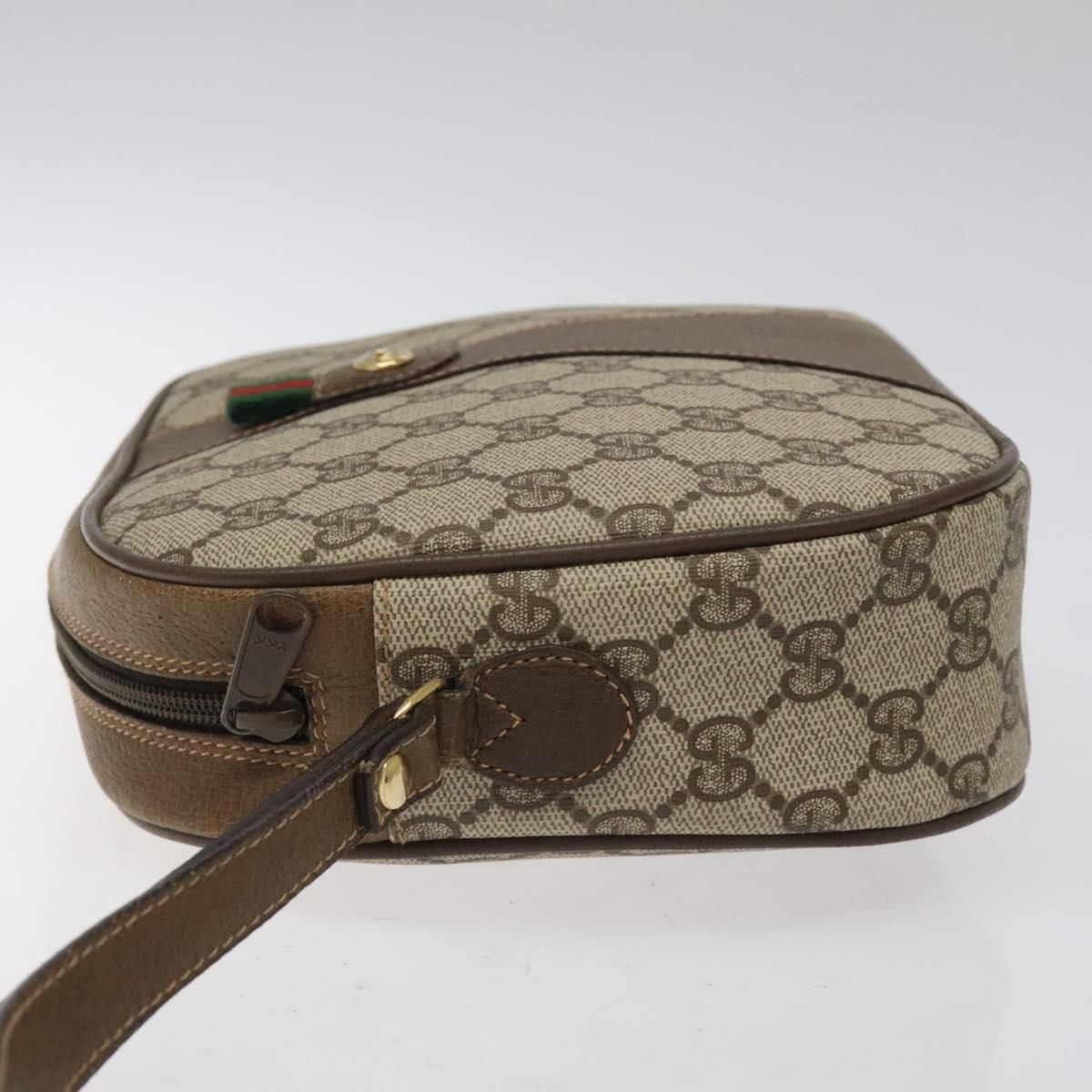 Gucci Gg Supreme Web Sherry Line Clutch Bag Pvc Beige Gold 89 01 034 Auth
