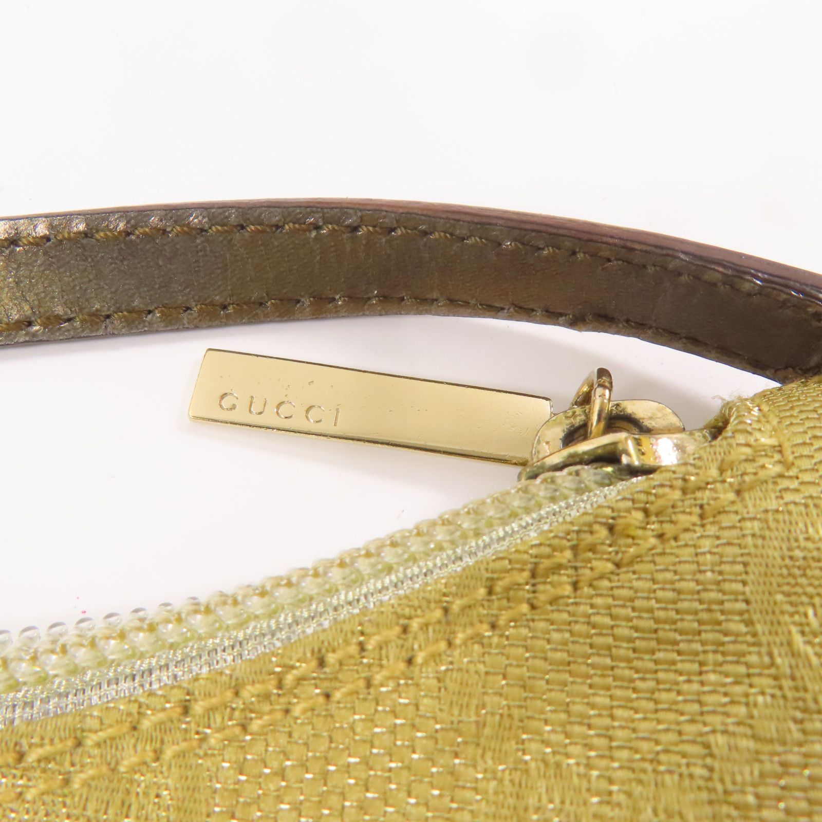 Gucci Canvas/leather Shoulder Bag Silver Shoulder Bag Golden Shoulder Bag Gold Gg Canvas 005.0813