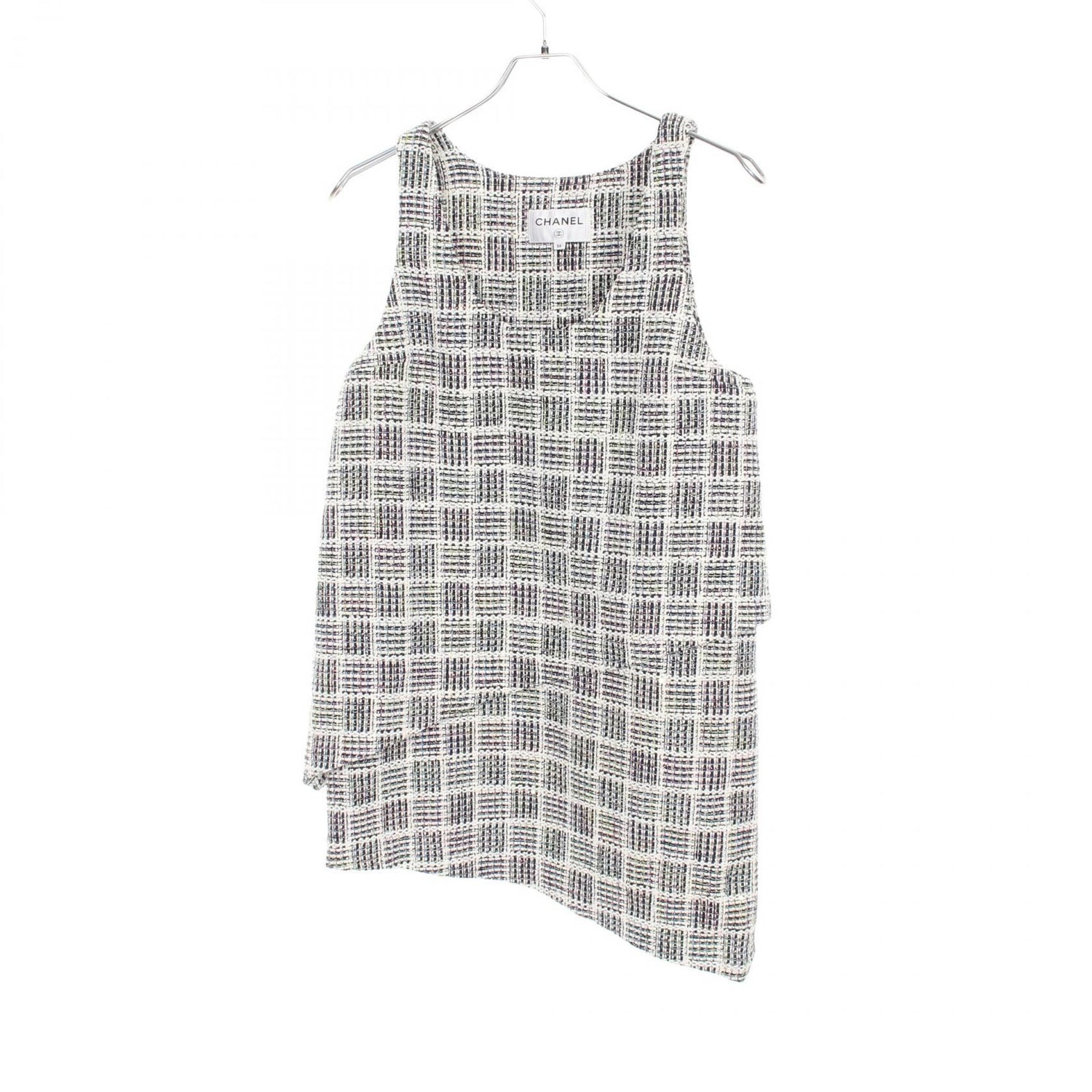 Chanel White Navy Multicolor Coco Mark Dress Fabric P 58812