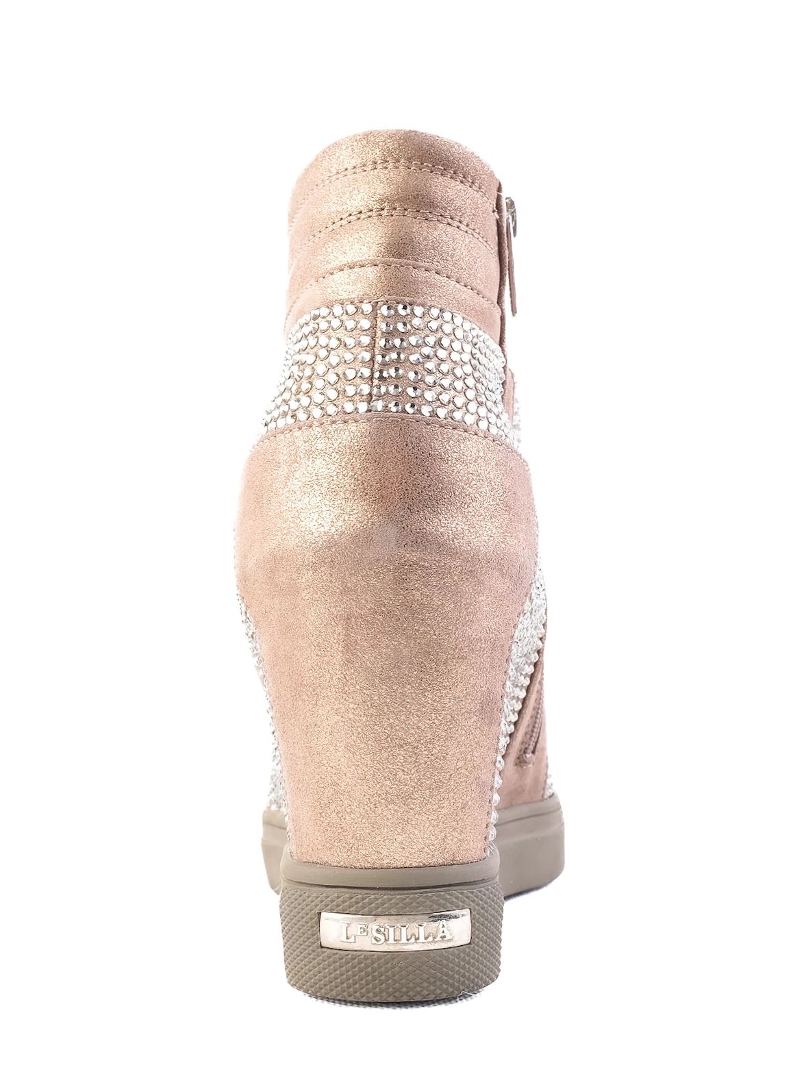 Perfect Lesilla Green Leather Wedge Sneakers with Rhinestones