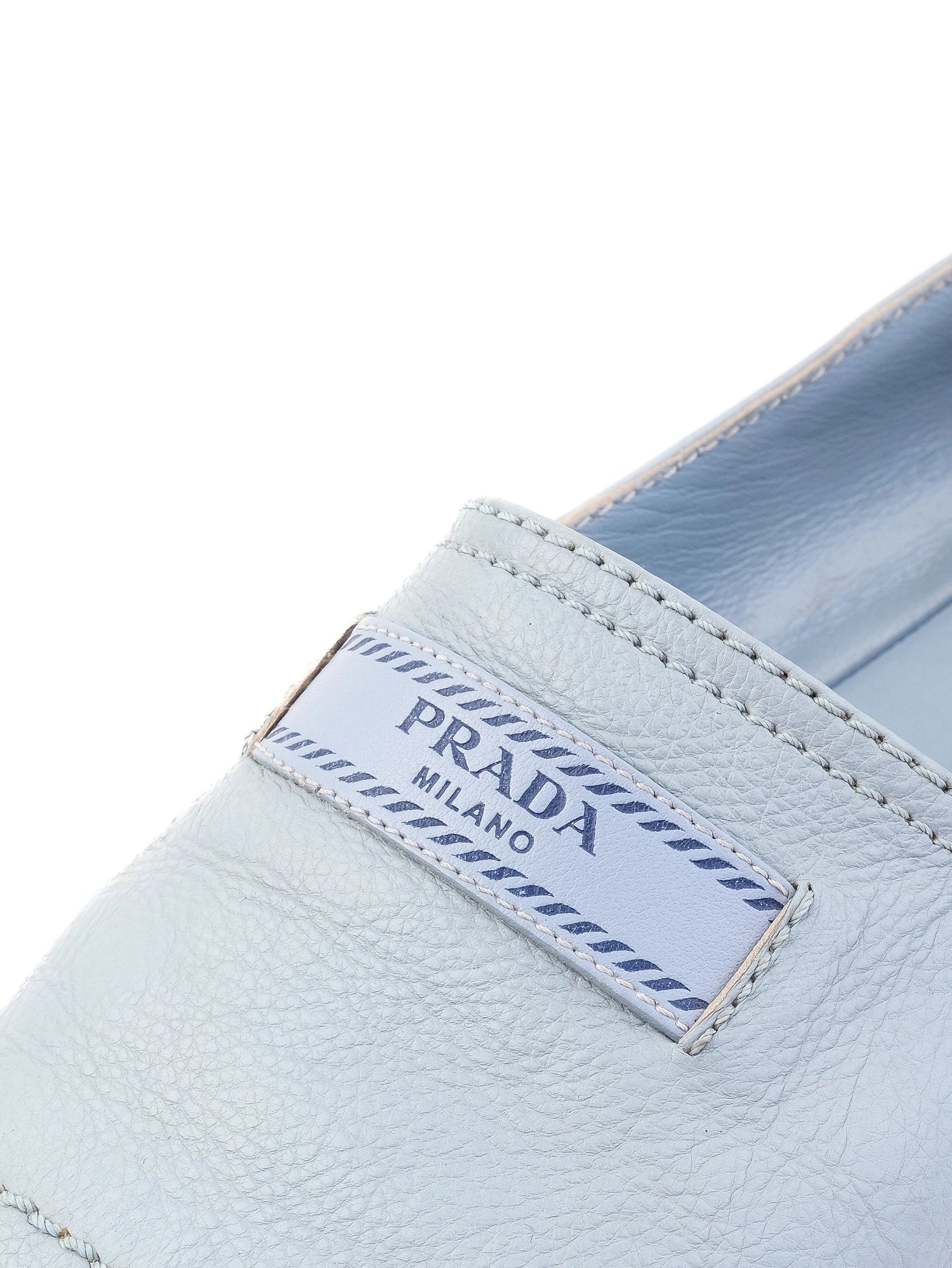 Excellent Prada Blue Leather Espadrille Shoes Size 37 Casual Style
