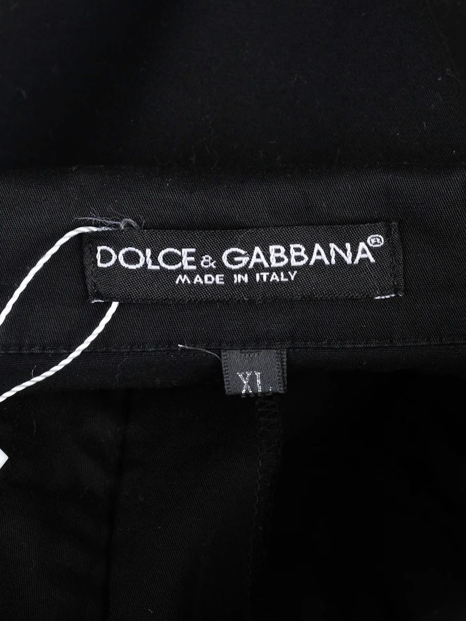 Excellent Dolce Gabbana Black Denim Jacket with Floral Embroidery