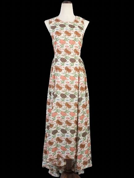 Tory Burch Floral Maxi Dress Silk Sleeveless Size S Excellent