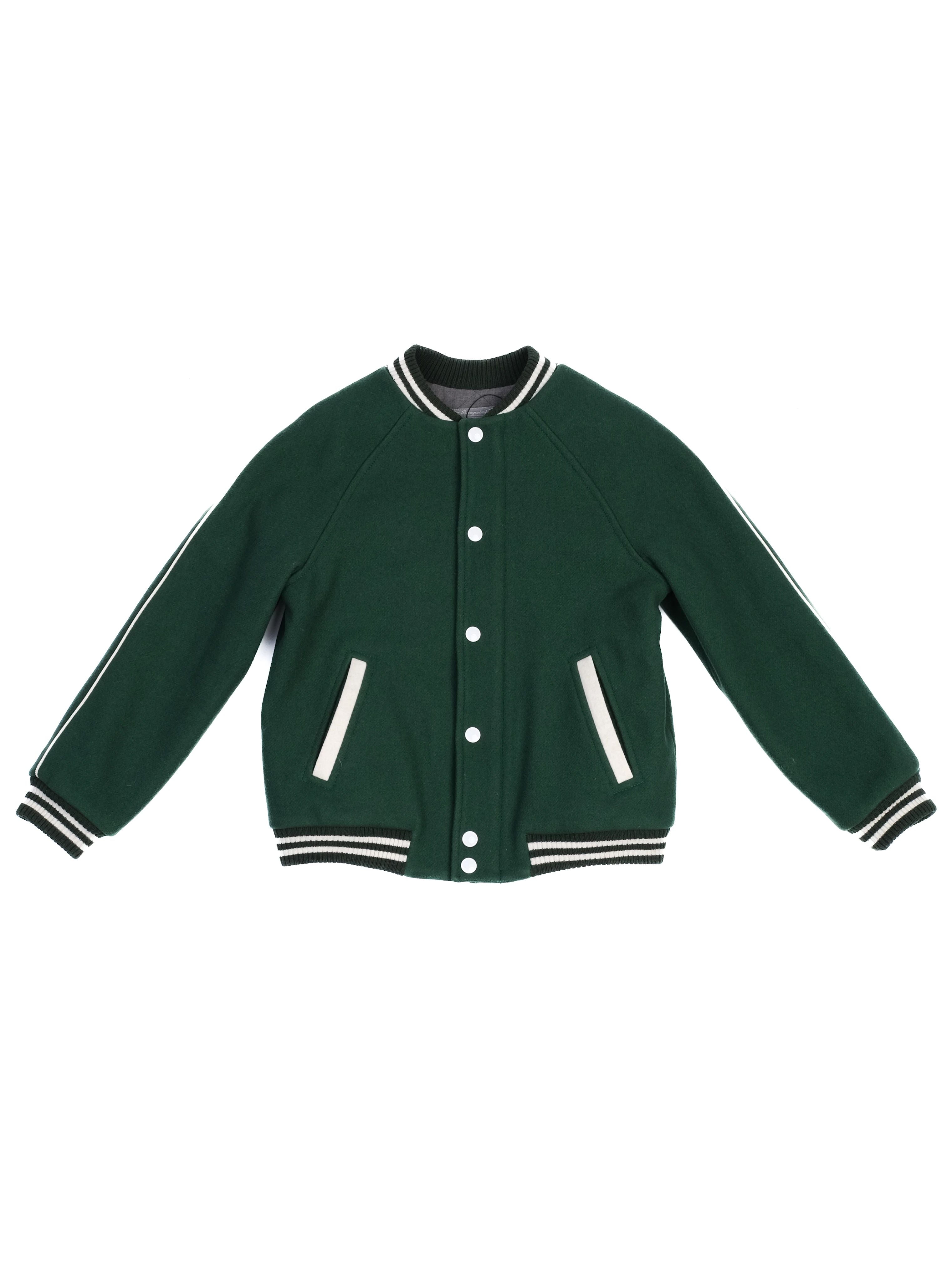 Excellent Bonpoint Varsity Jacket Green Cotton Size 8 For Kids