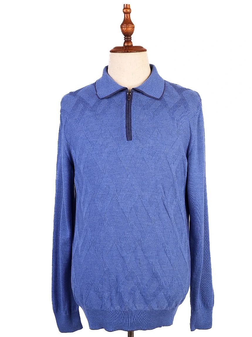Dalmine Excellent Condition Blue Silk Sweater Size L