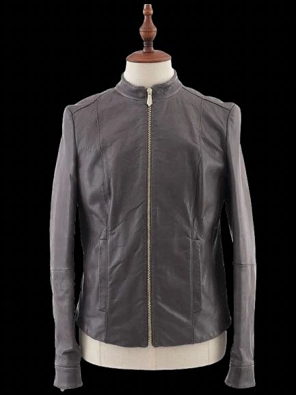 Excellent Trussardi Gray Leather Jacket Size XS for Men