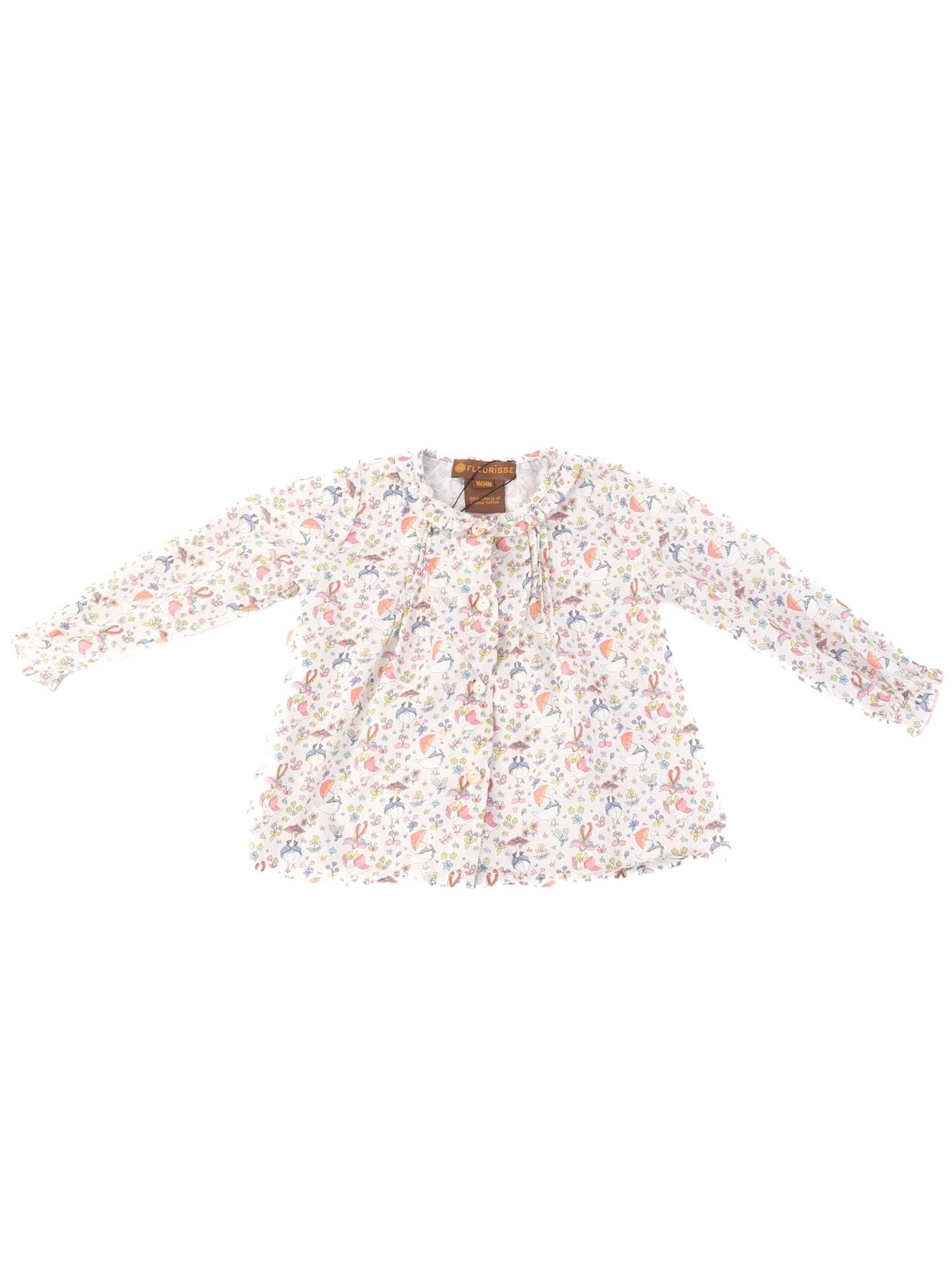 Excellent Fleurisse Kids Blouse 100% Liberty Cotton Size 18/24M