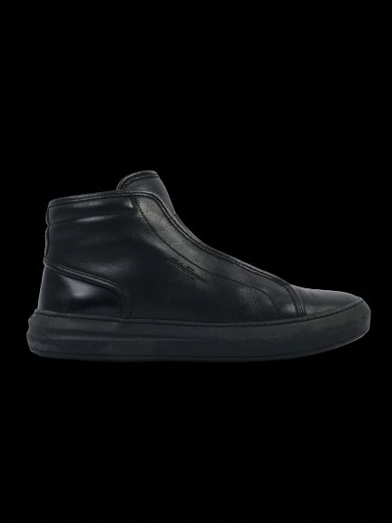 Salvatore Ferragamo Black Leather High-Top Sneakers Size 41
