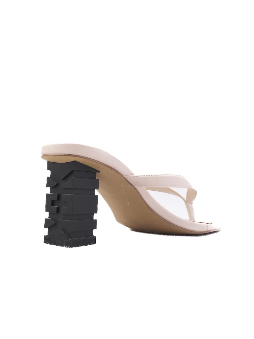 Excellent Kendall+Kylie White Leather Heeled Sandals with Geometric Block Heel