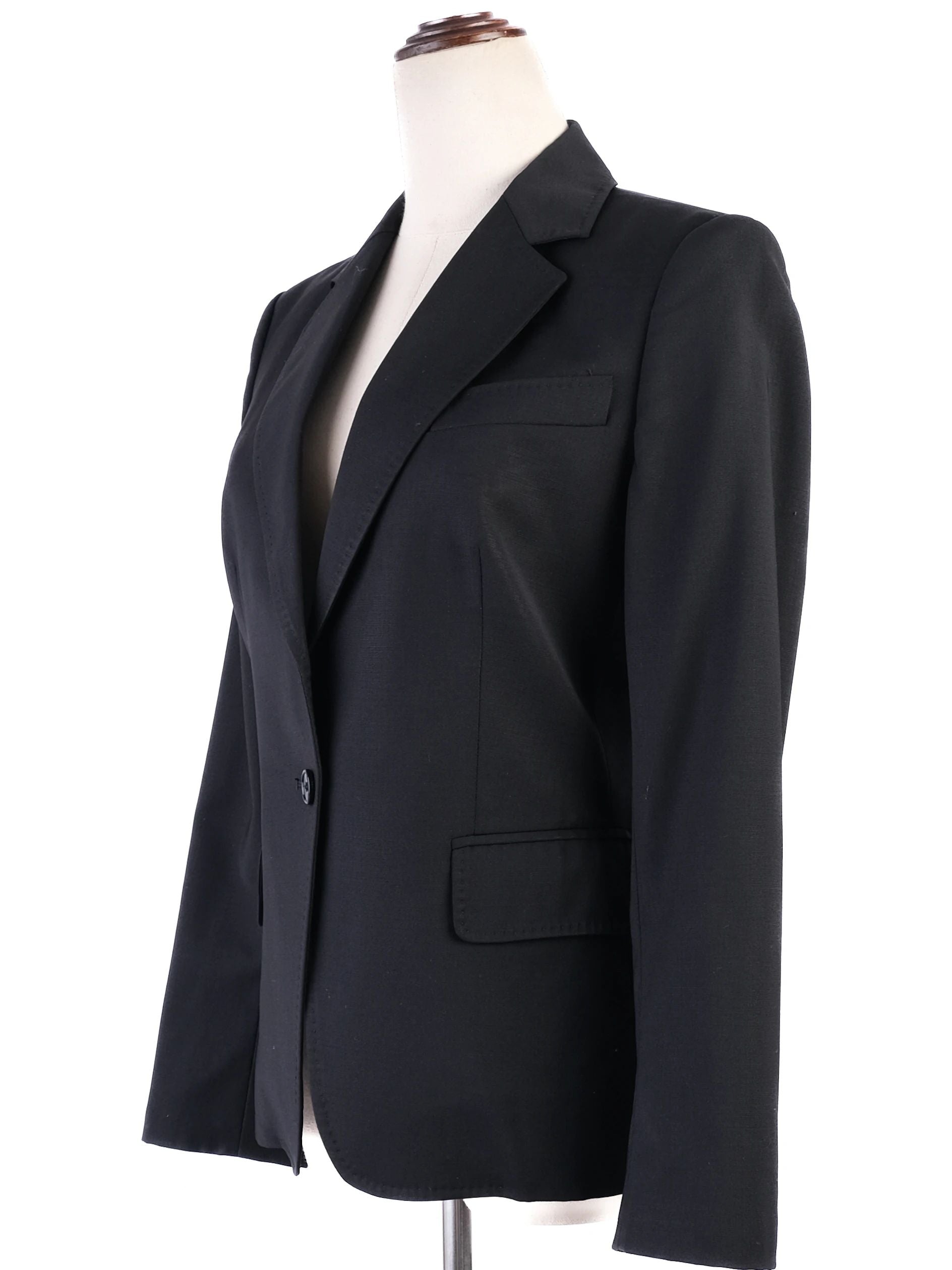 Excellent Dolce Gabbana Black Wool Blazer with Single-Button Closure